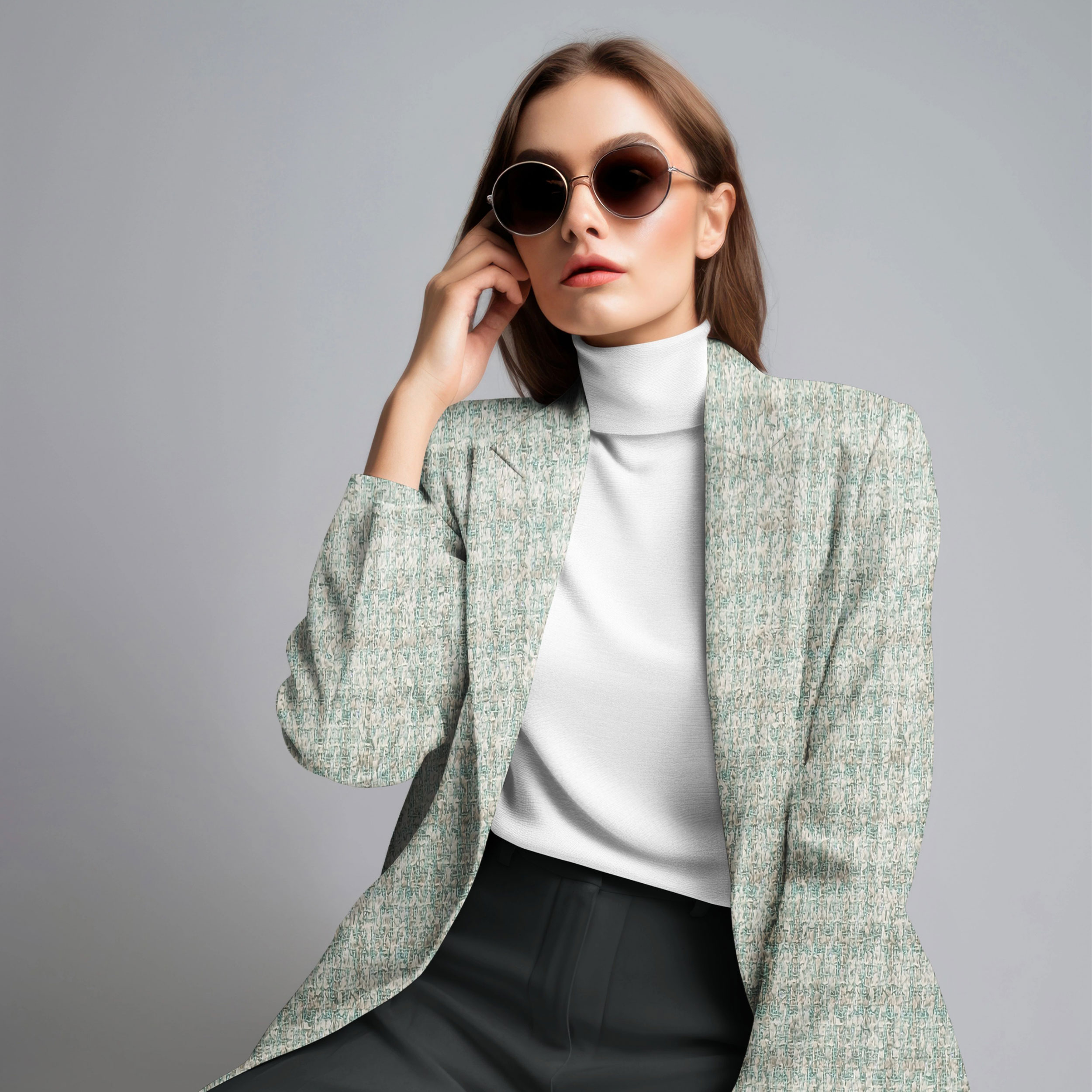 Tweed Alta Moda Verde Acqua Bianco Lurex