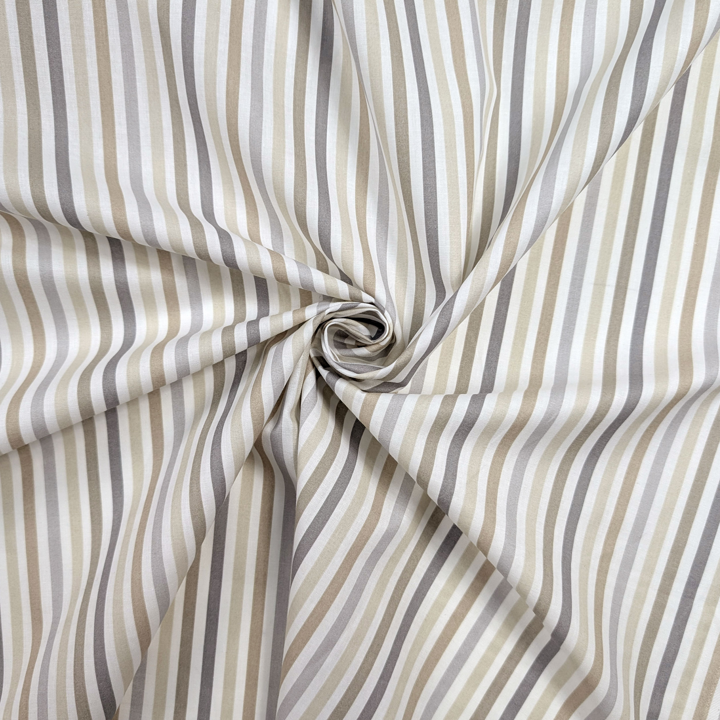 Tessuto di Cotone Righe Toni del Beige Image