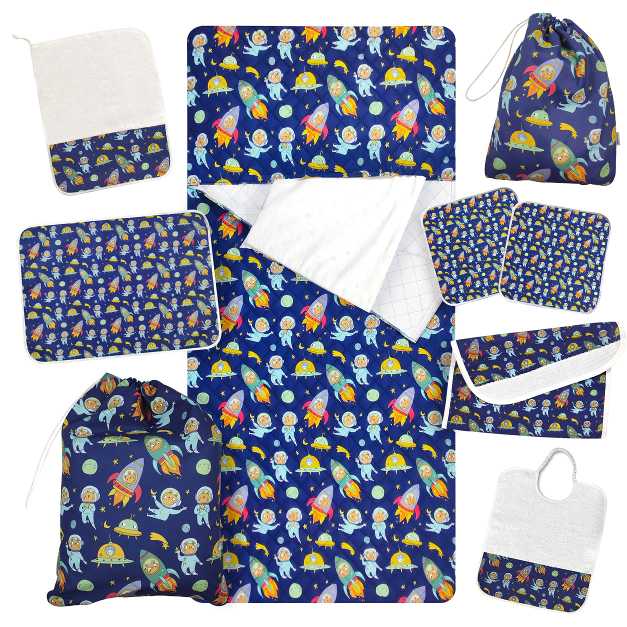 Coordinato Asilo Completo Orsetti Astronauti - Panini Tessuti