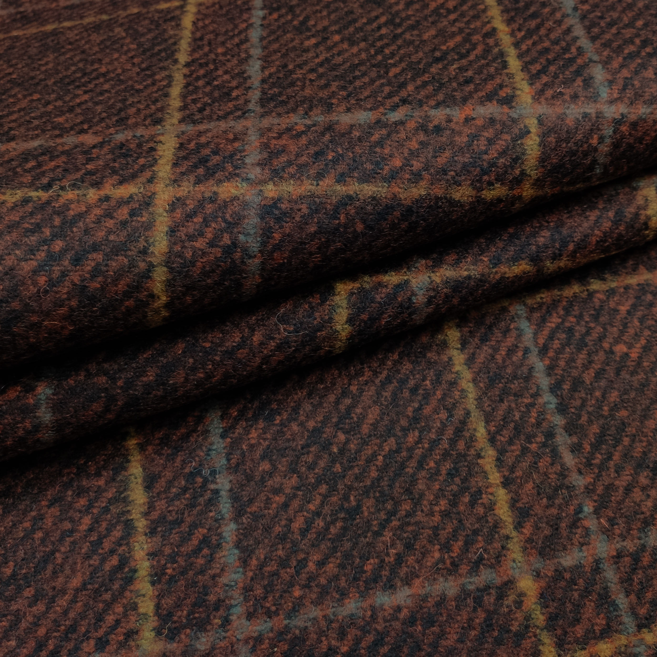 Neoprene Double Lana Tartan Arancio e Traforato Nero