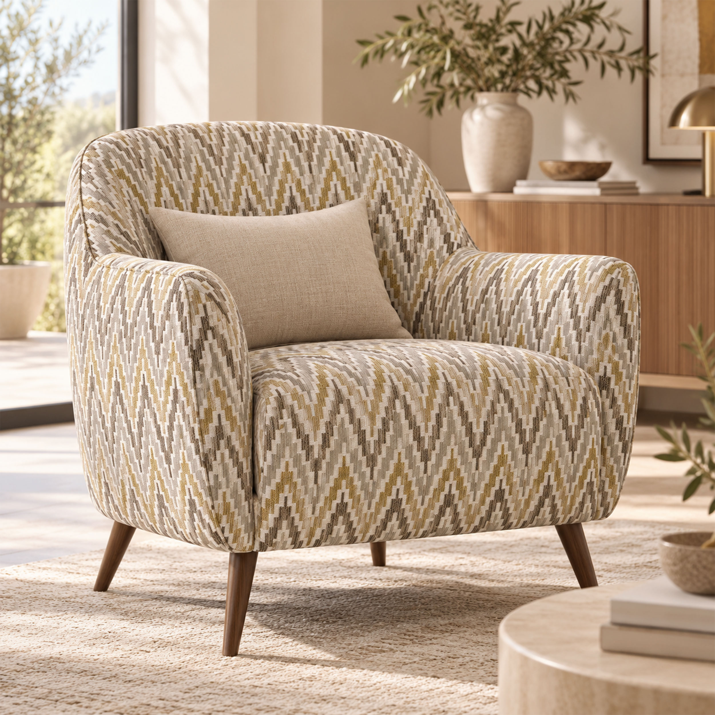 Jacquard Zig Zag Astratto Toni Marroni Image