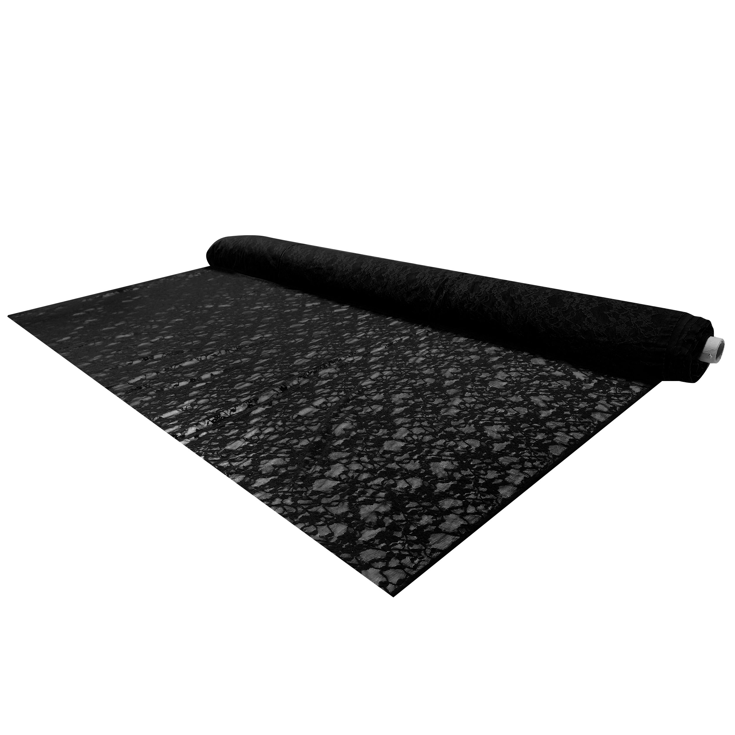 Pizzo Elastico Floreale in Nero