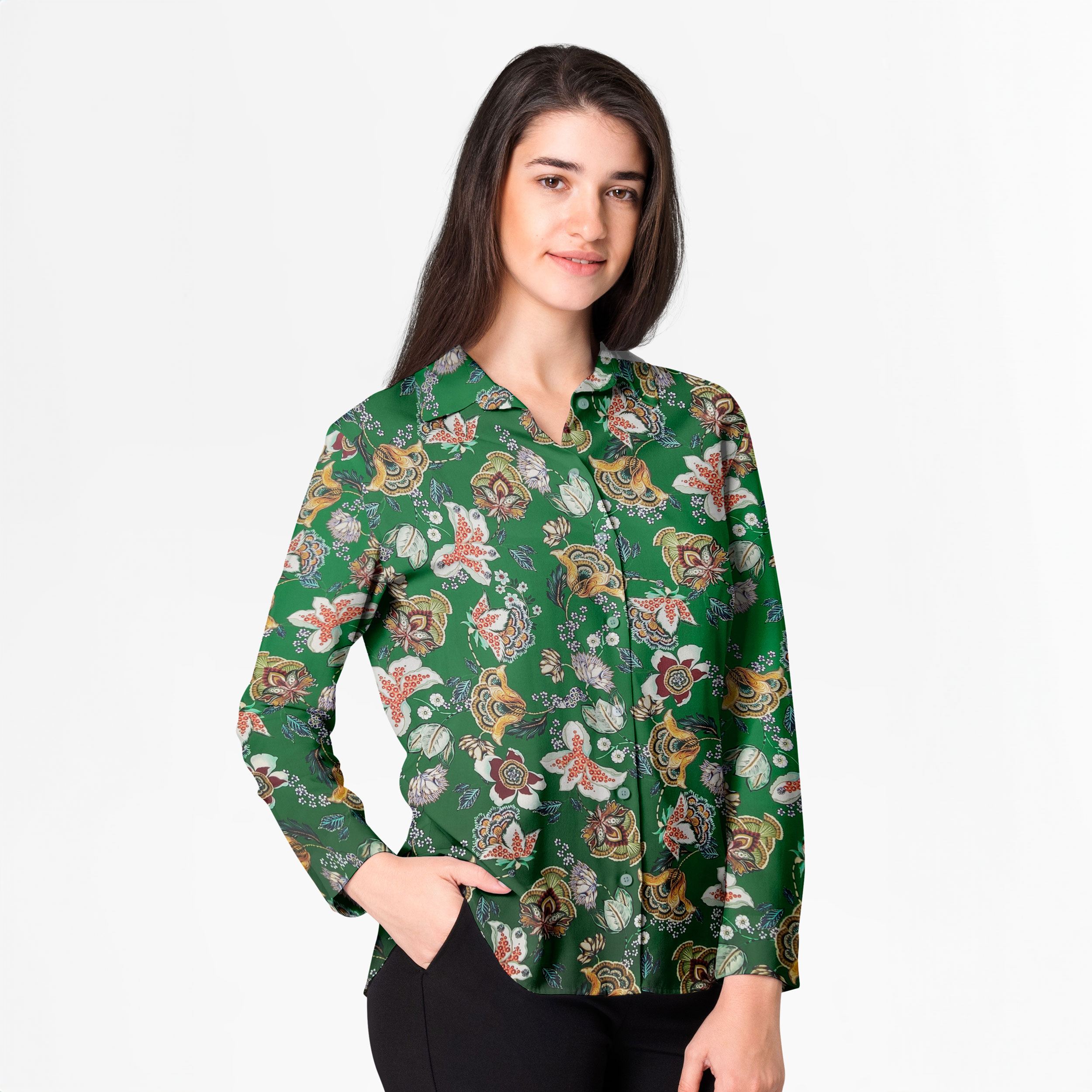 Raso Cady Setato Fiori Astratti Fashion Image