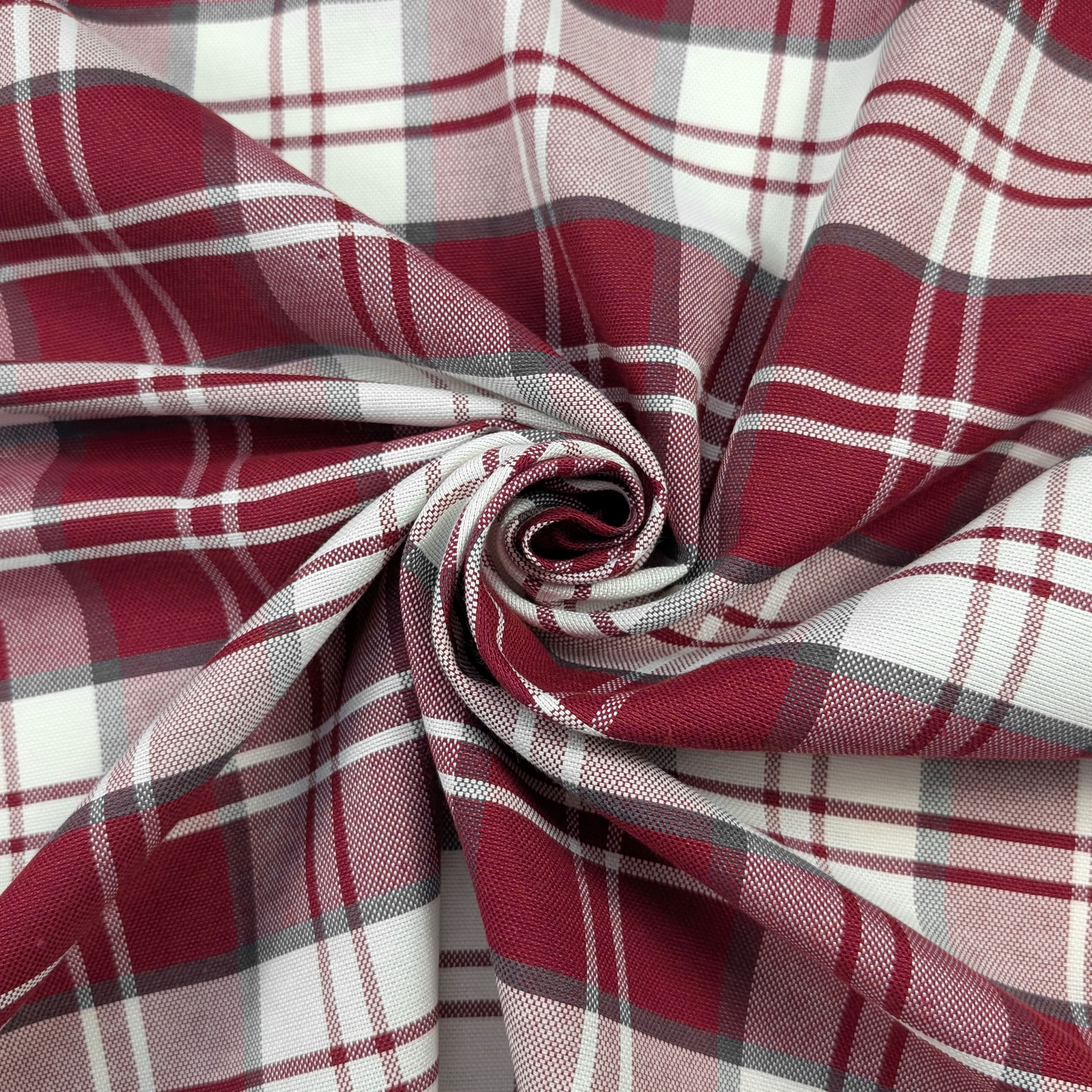 Tessuto Tinto In Filo Tartan Bordeaux Image
