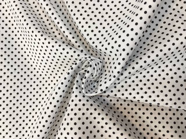 Tessuto cotone con pois neri 2