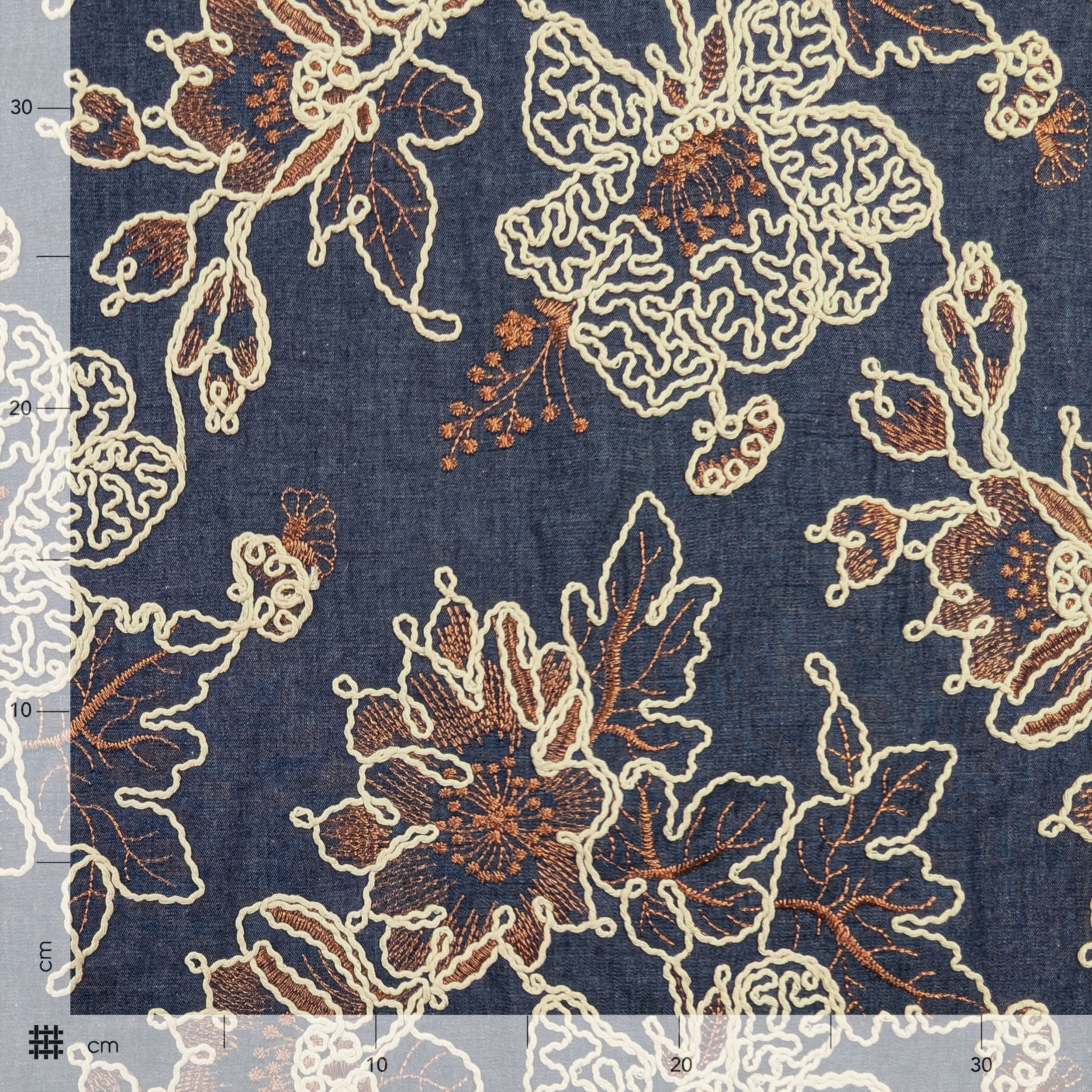 Jeans Cotone Blu Fiori Ricamati Image
