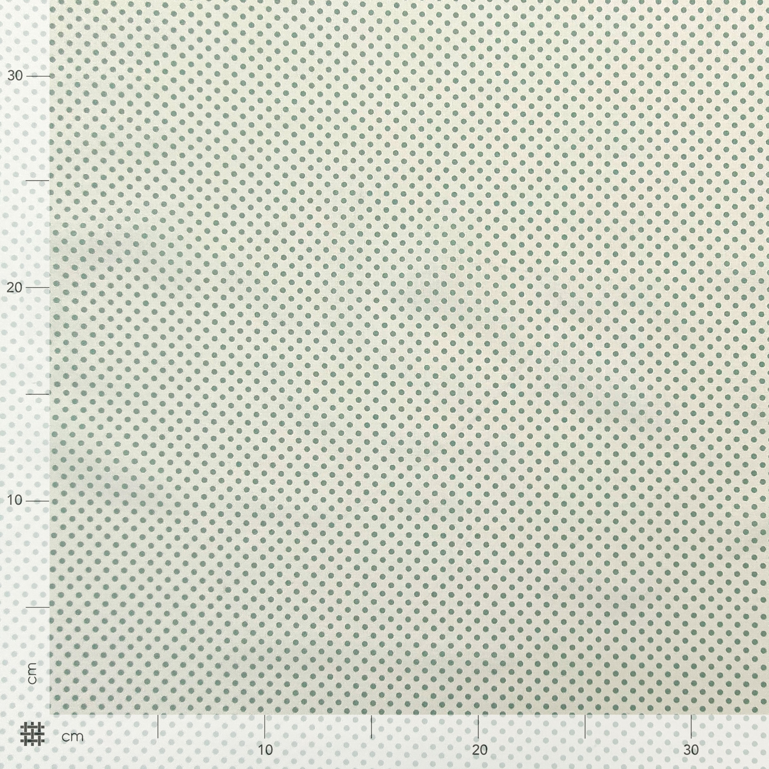 Tessuto Cotone Bianco Pois Menta Image