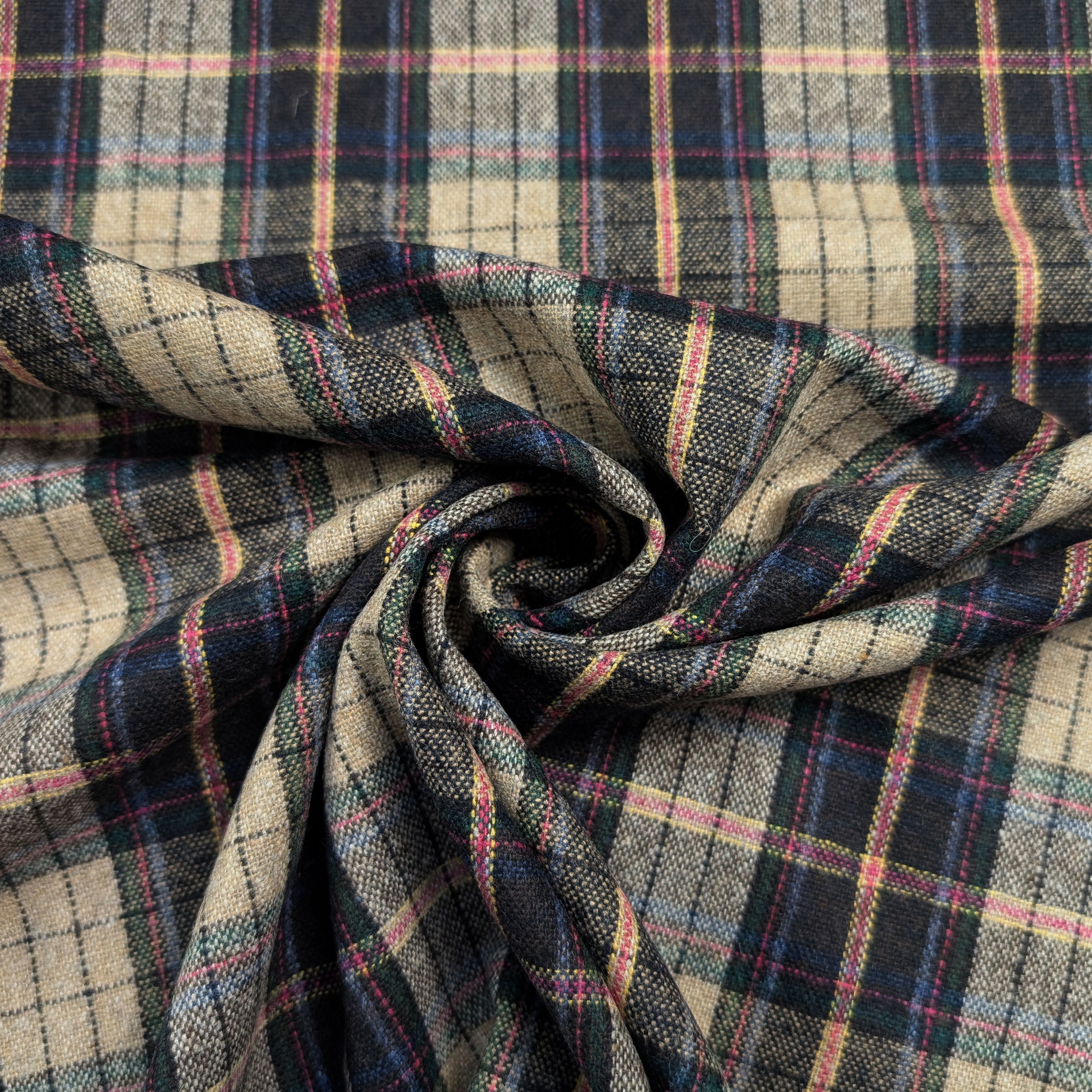 Flanella Tartan Beige e Toni Rosa Viola Image