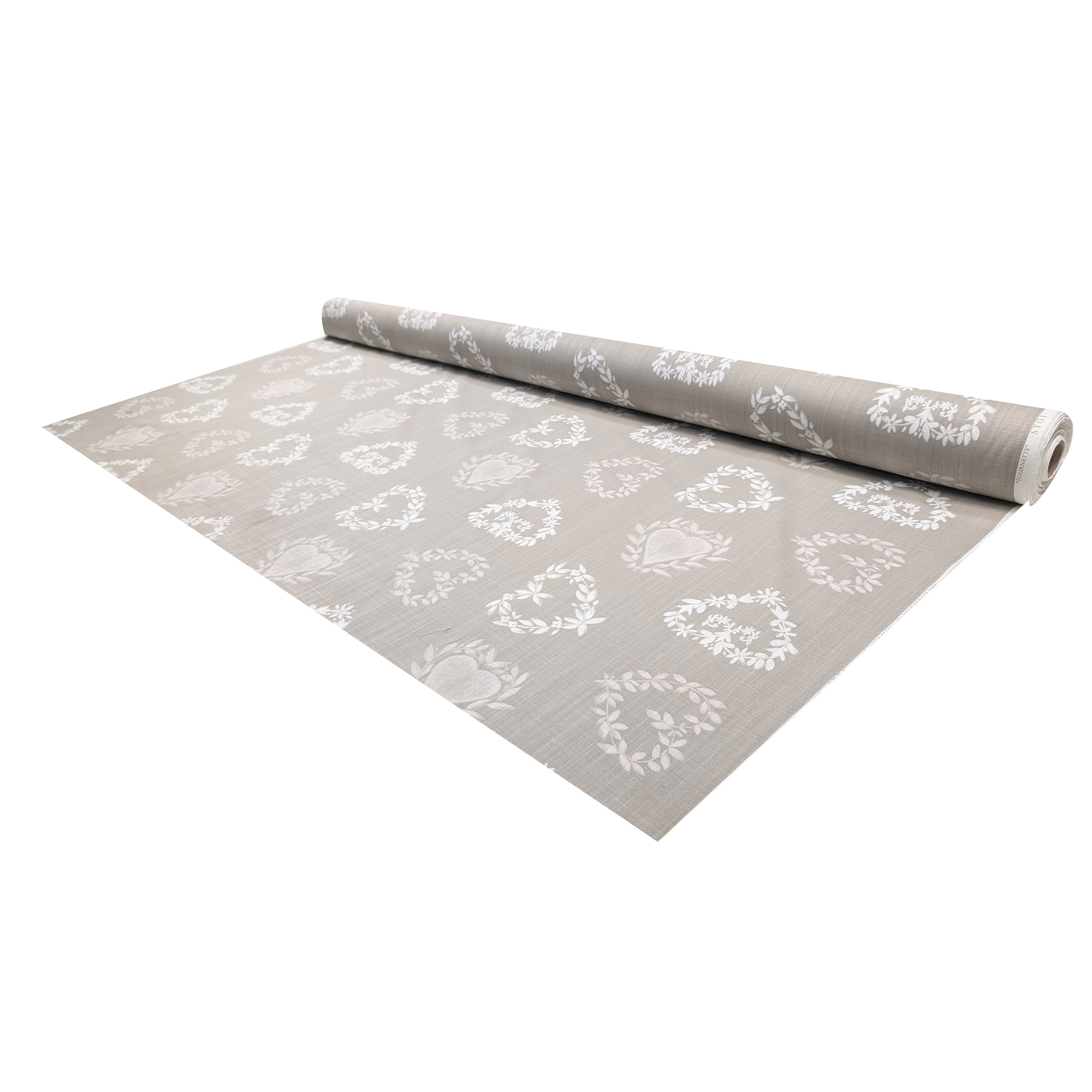 Cotone Lino Arredo Fiori e Cuori Shabby Image