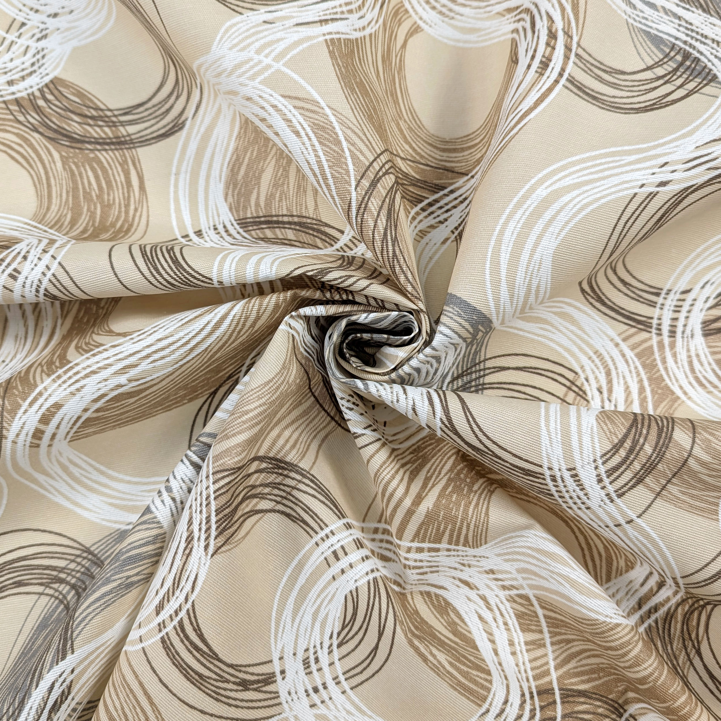Tessuto per Tovaglia Resinata Cerchi Astratti Beige Image