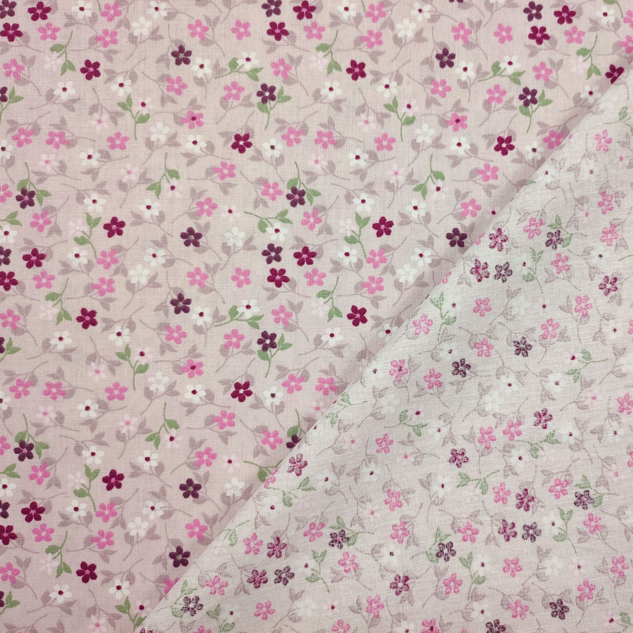 Cotone fantasia fiori fuxia sfondo rosa
