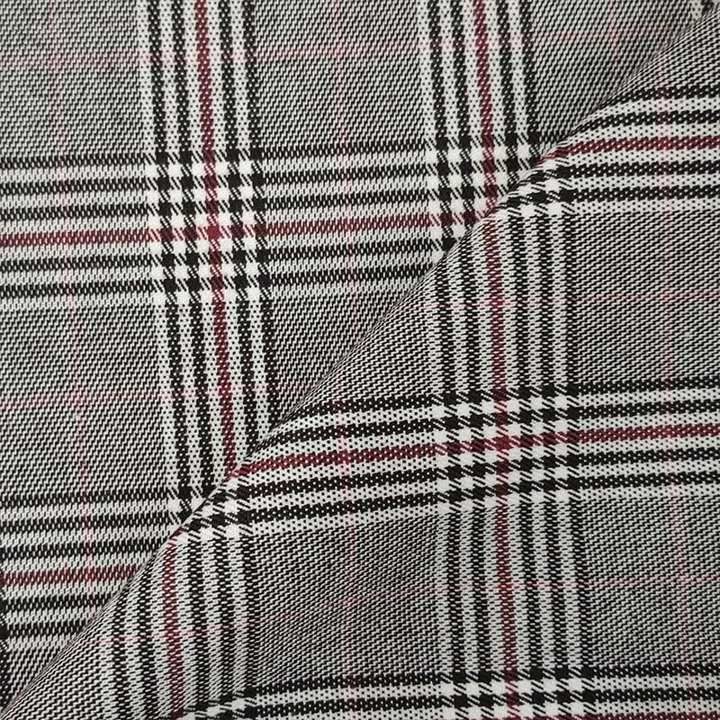 Tessuto Scozzese Quadri Bordeaux e Marrone