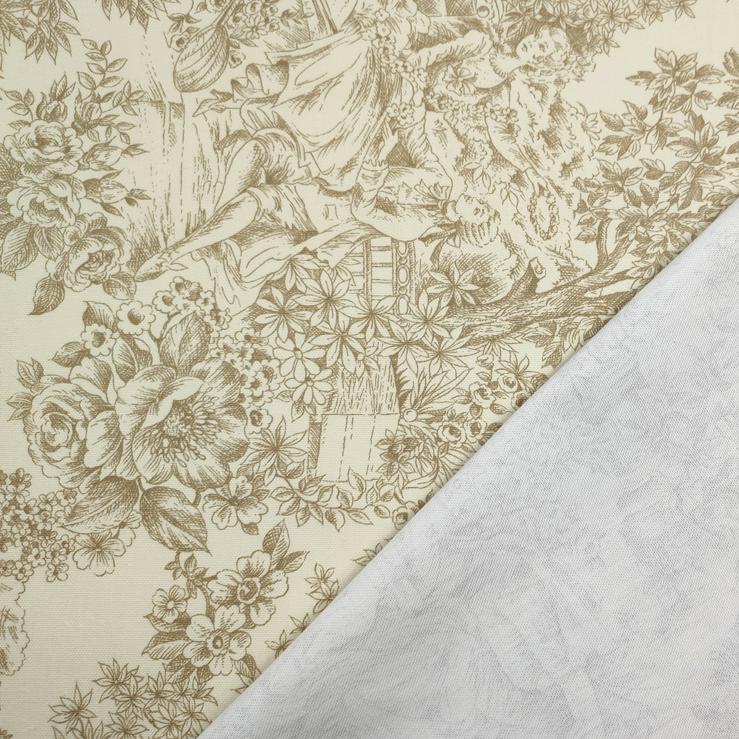 Tessuto Panama Toile De Jouy Beige Sfondo Panna