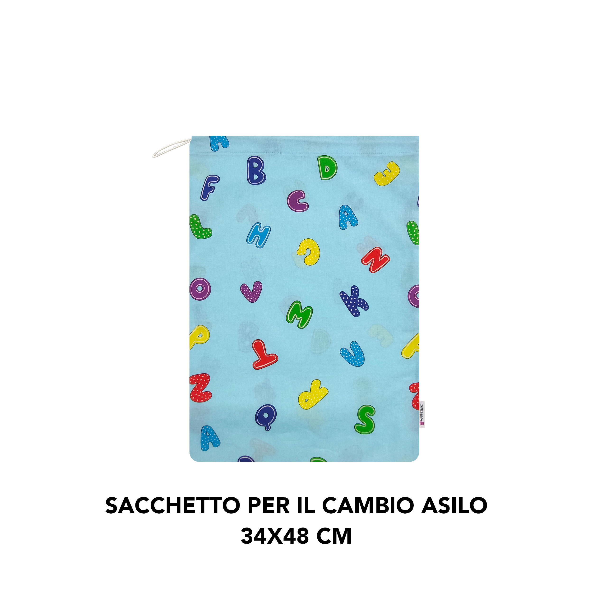  Sacchetto per il Cambio Asilo Alfabeto Sfondo Azzurro