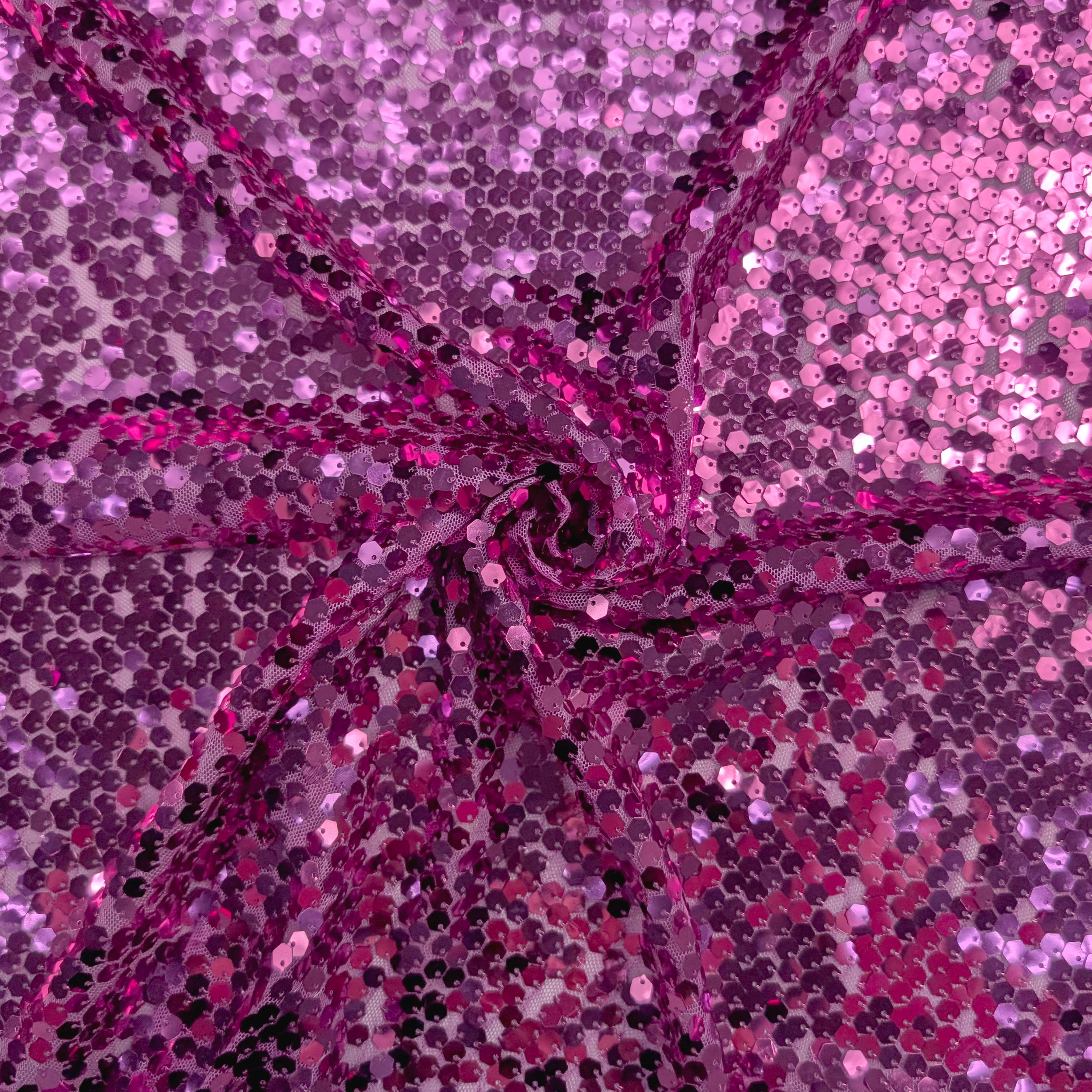 Tessuto Paillettes Esagono Fuxia Image