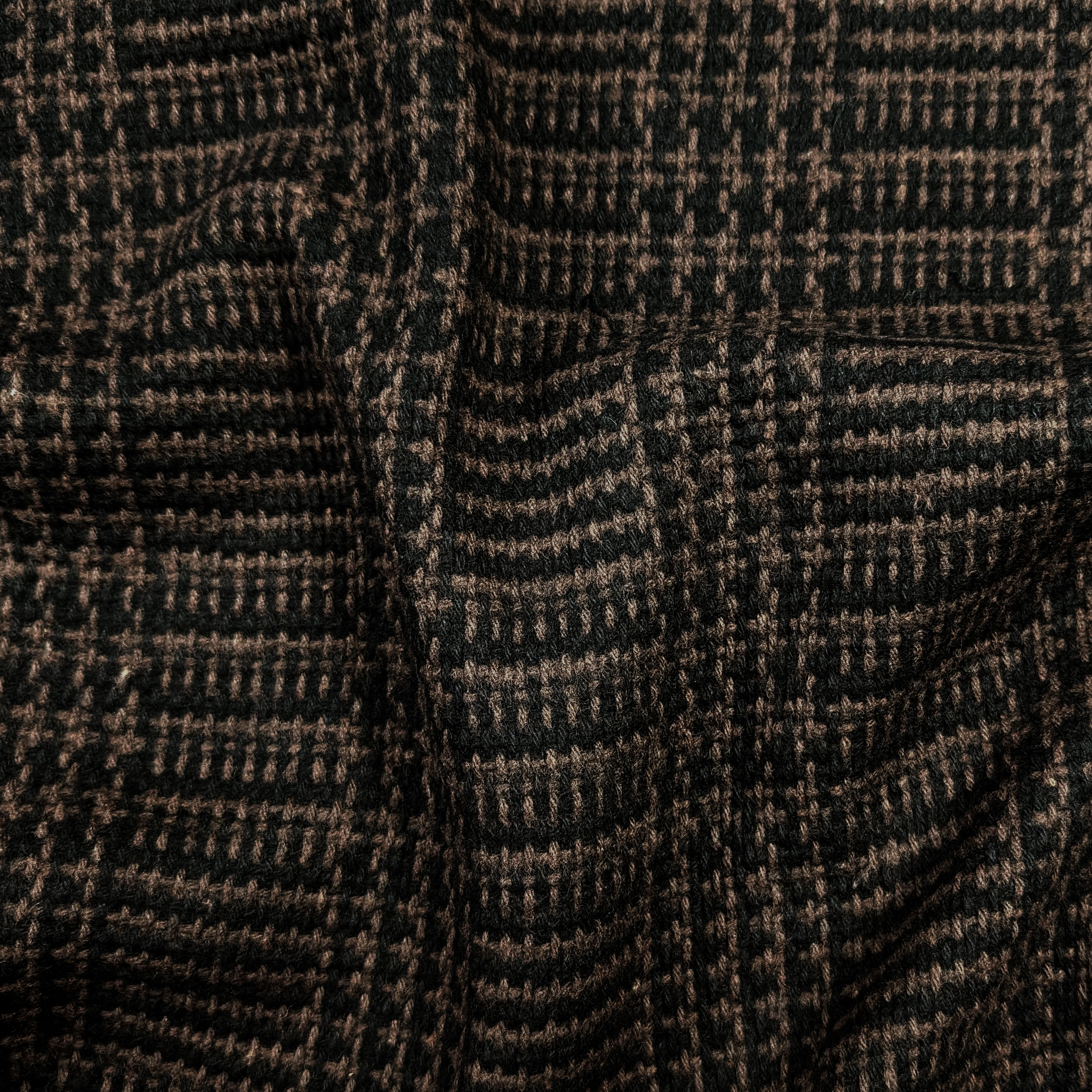 Tweed Puro Cotone Nero Intrecci Marroni Image