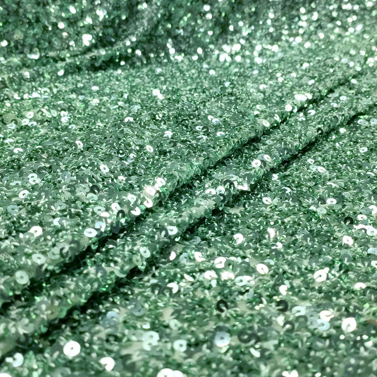 tessuto tulle con paillettes verde menta