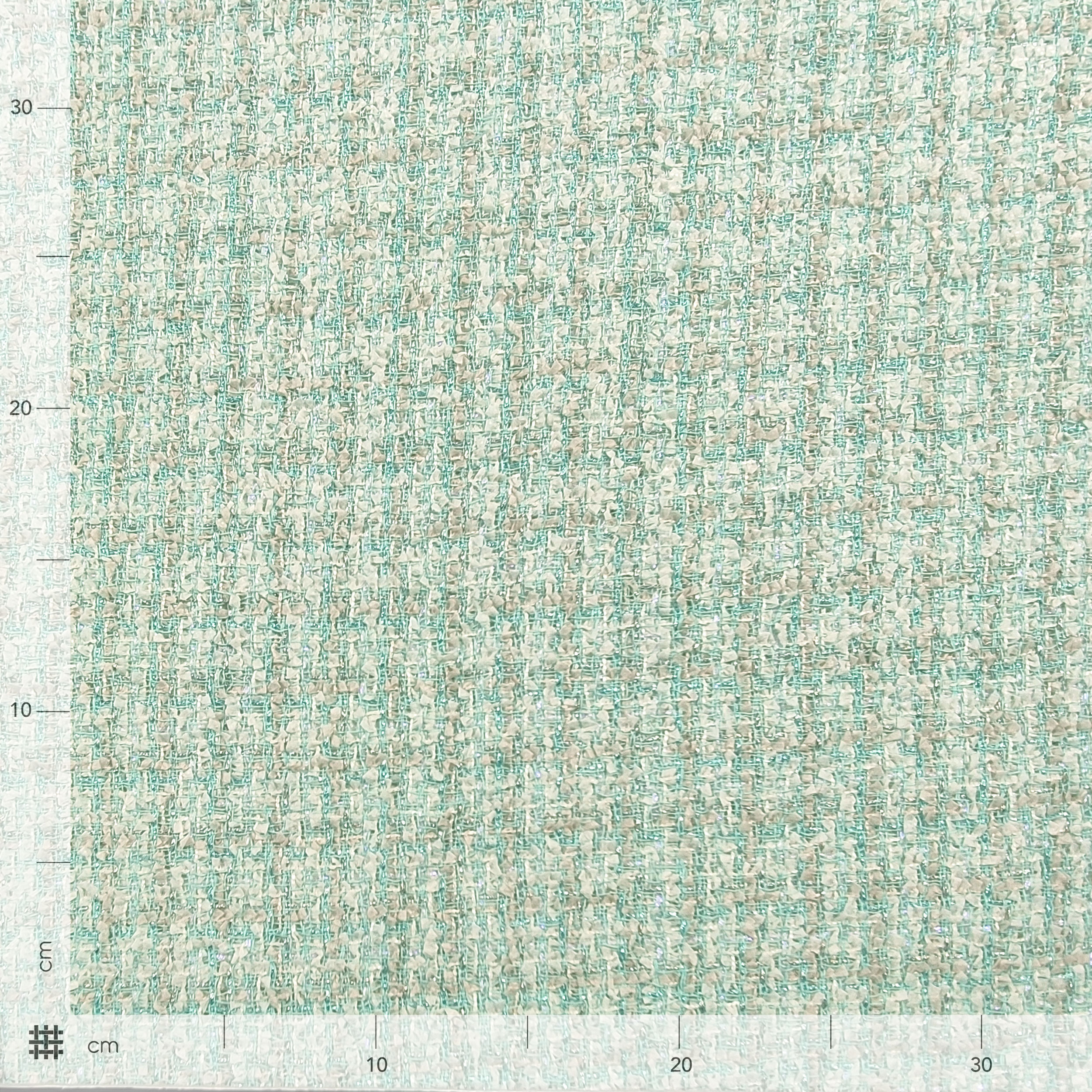 Tweed Alta Moda Verde Acqua Bianco Lurex