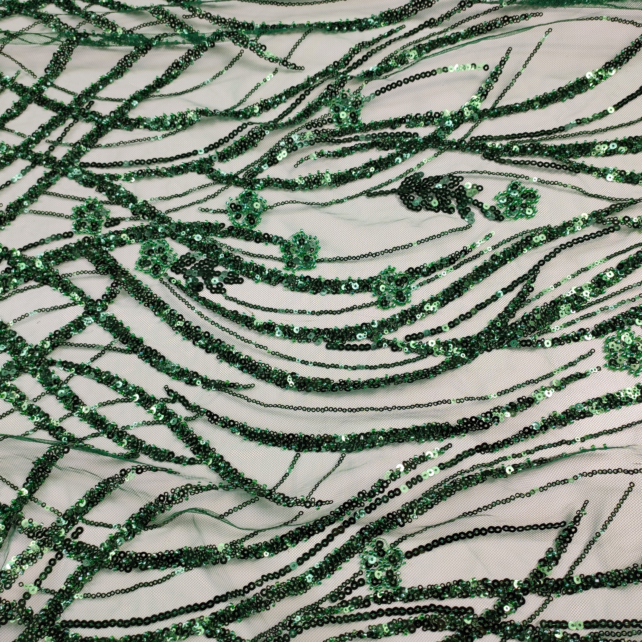 Tulle Ricamato Paillettes Moda Verde