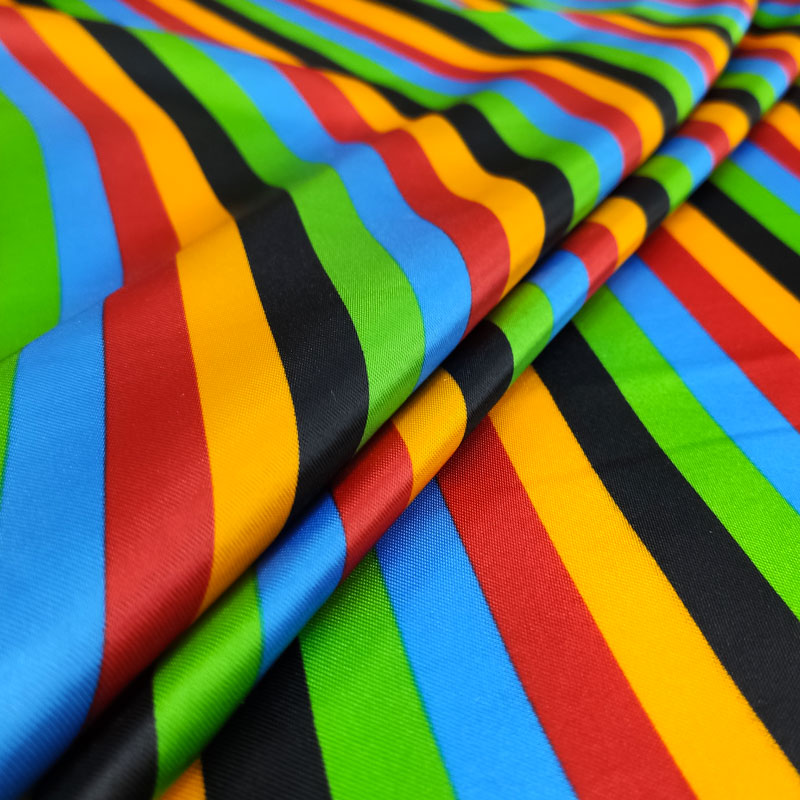 Tessuto Raso Carnevale Righe Multicolor Image