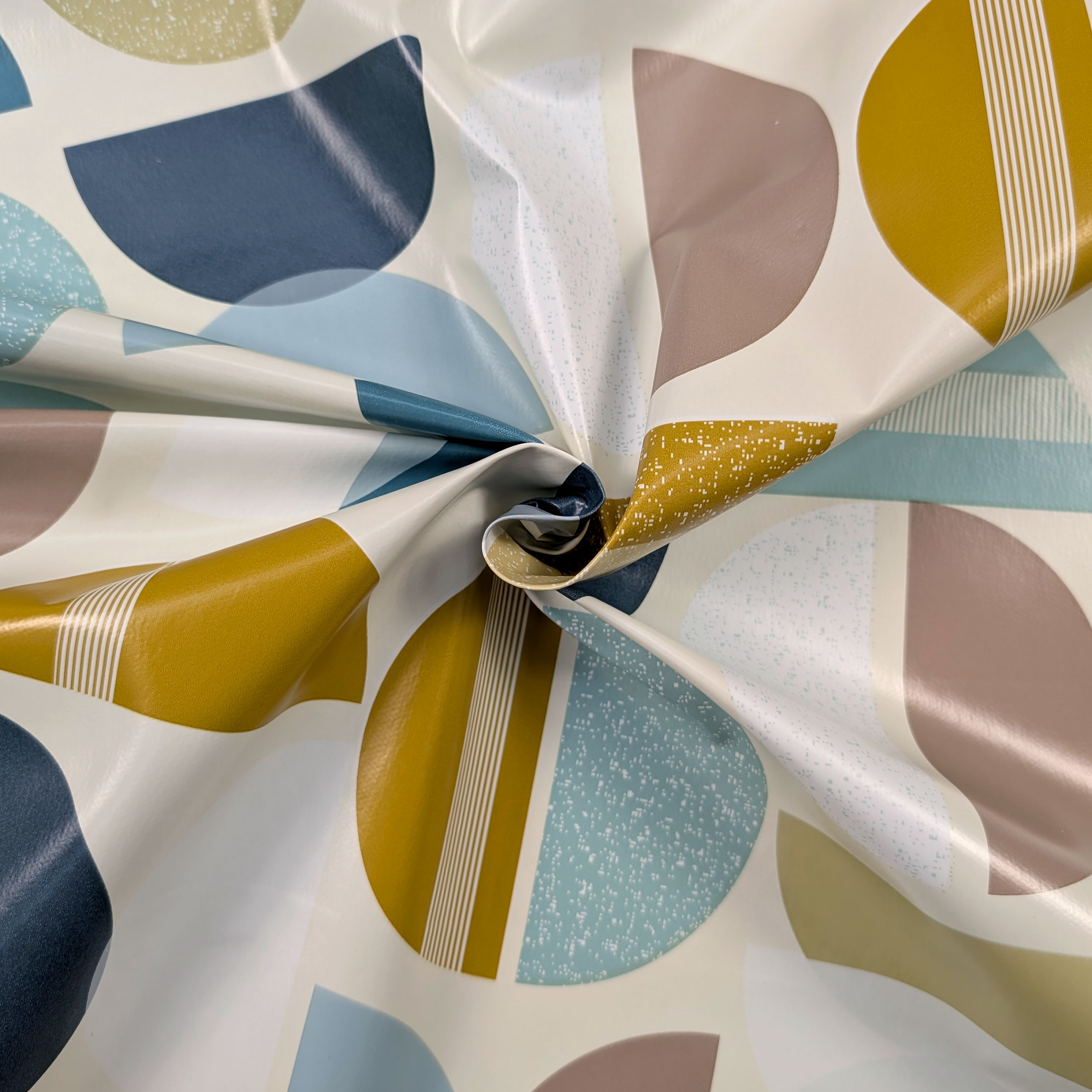 Tessuto per Tovaglia Plastificata Pop Art Blu Beige Image