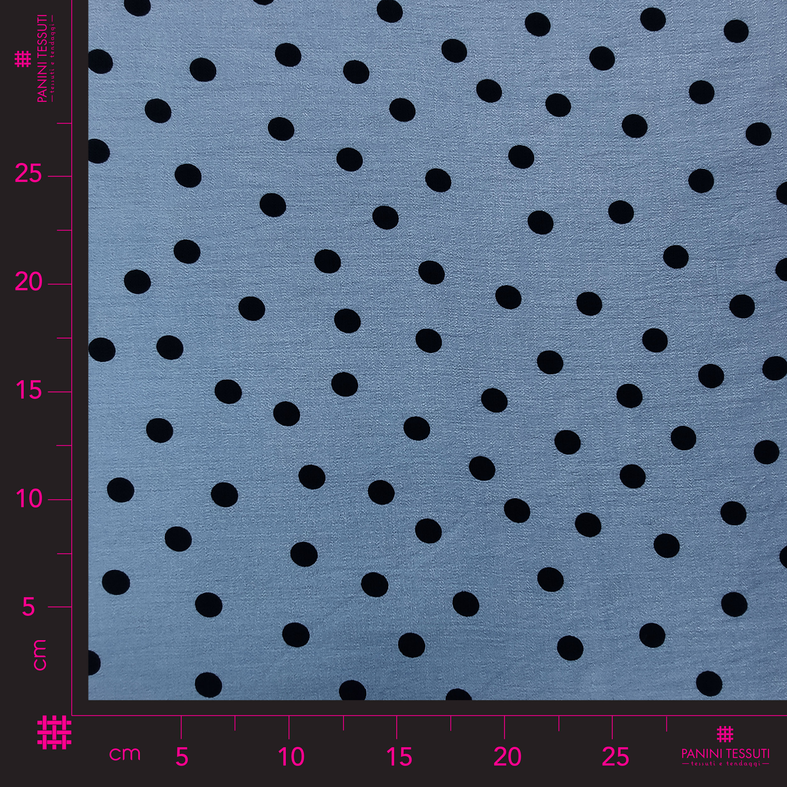 Tessuto Crêpe Viscosa Celeste con Pois