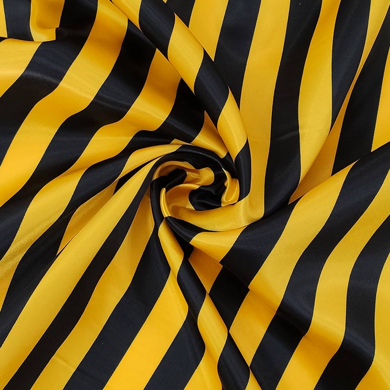  Tessuto Raso Carnevale Righe Giallo e Nero Image