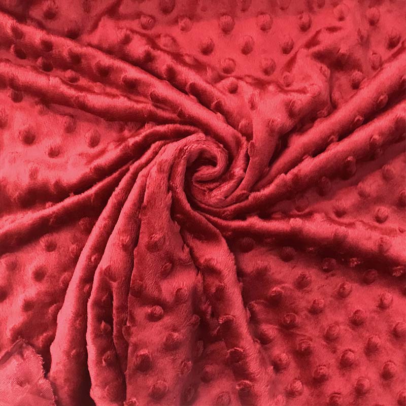 Tessuto Minky Dots Peluche Rosso 