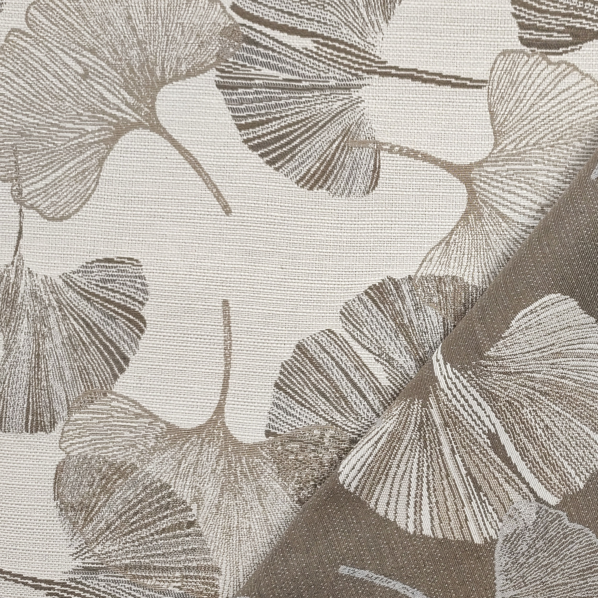 Misto Cotone Arredo Foglie Ginkgo Marroni