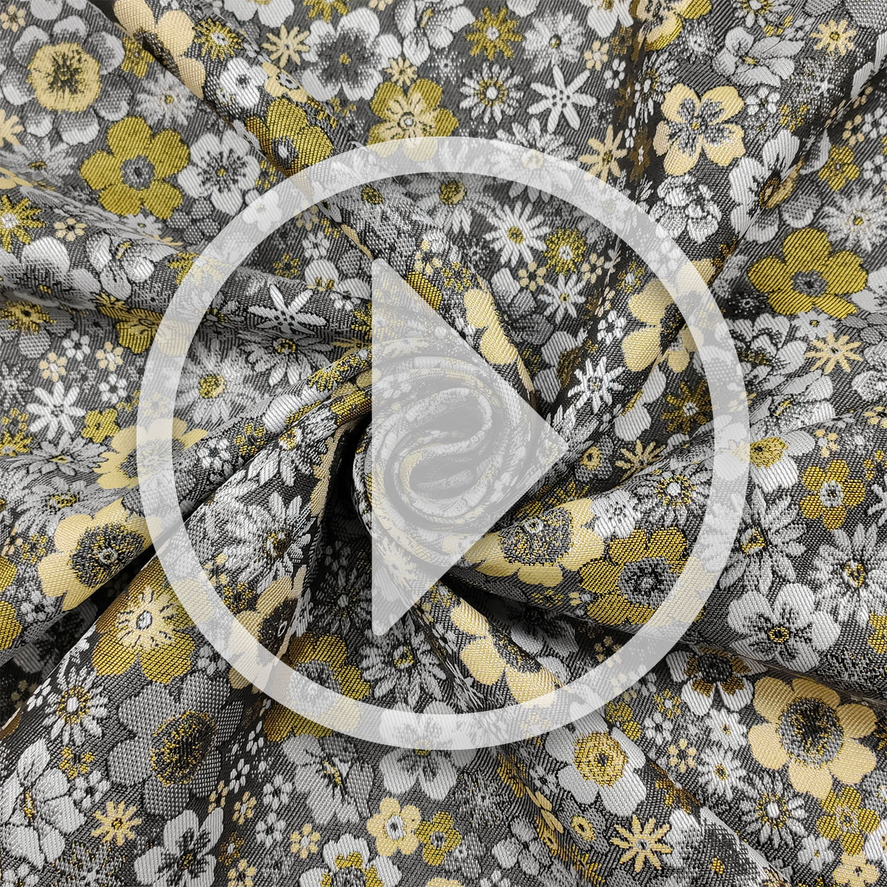 Tessuto Arredo Broccato Fiori Sfondo Grigio Image