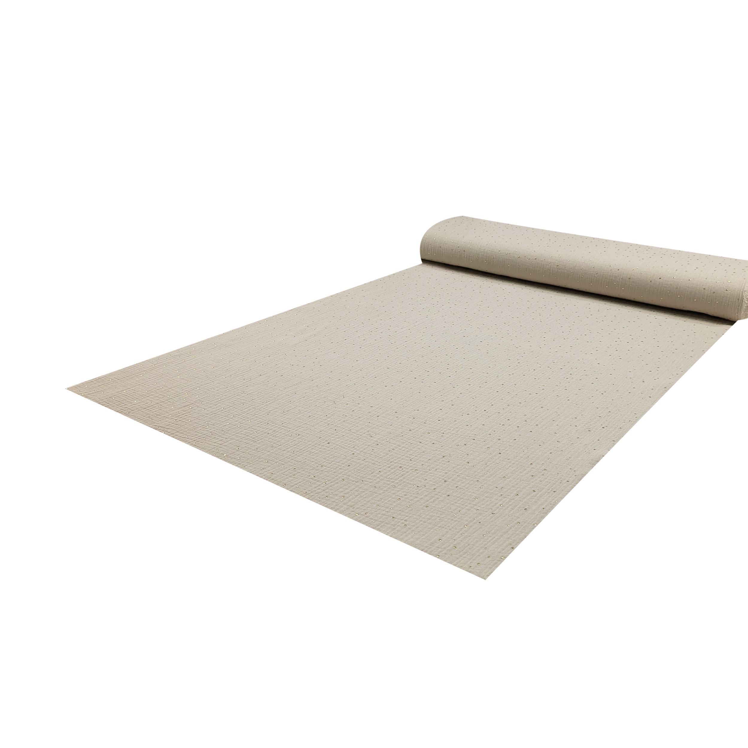 Mussola Cotone Beige con Pois Oro Image