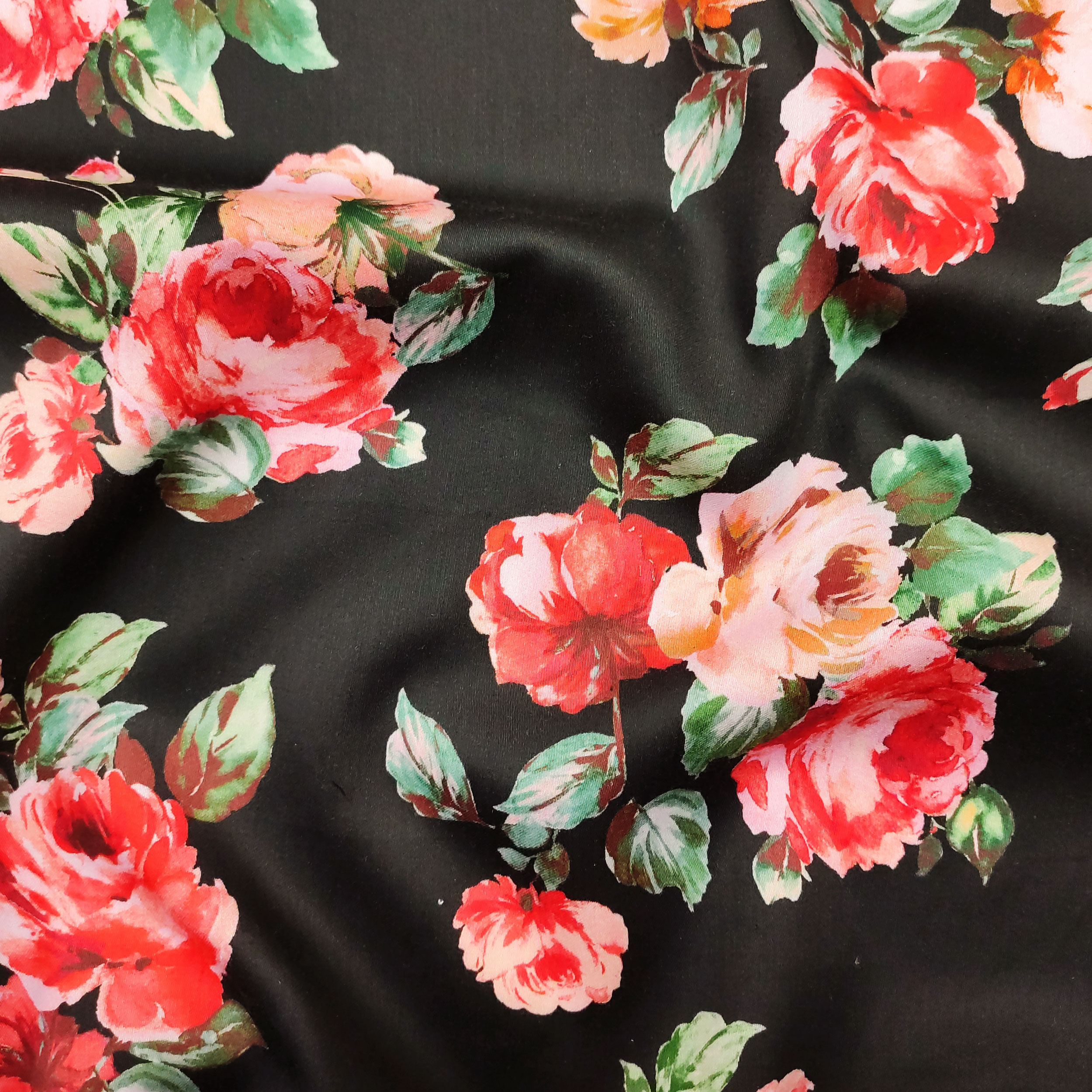 Rasatello Nero Setato Moda Rose