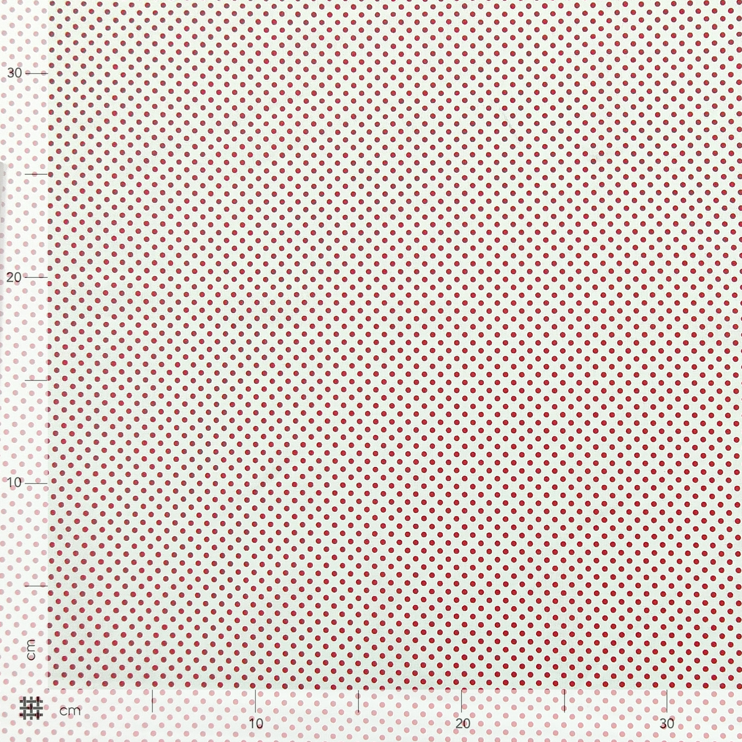 Tessuto Cotone Bianco Pois Rosso Image