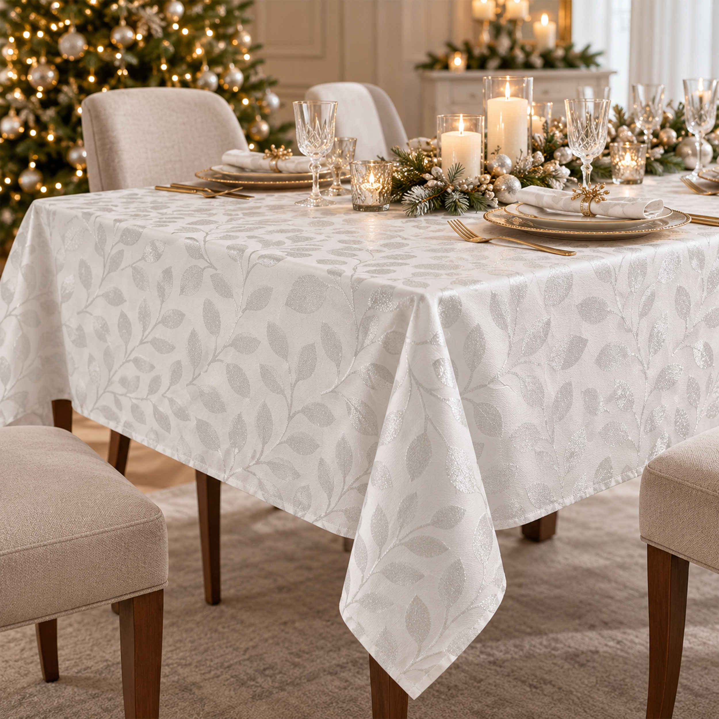 Jacquard Foglie Argento Lurex Image