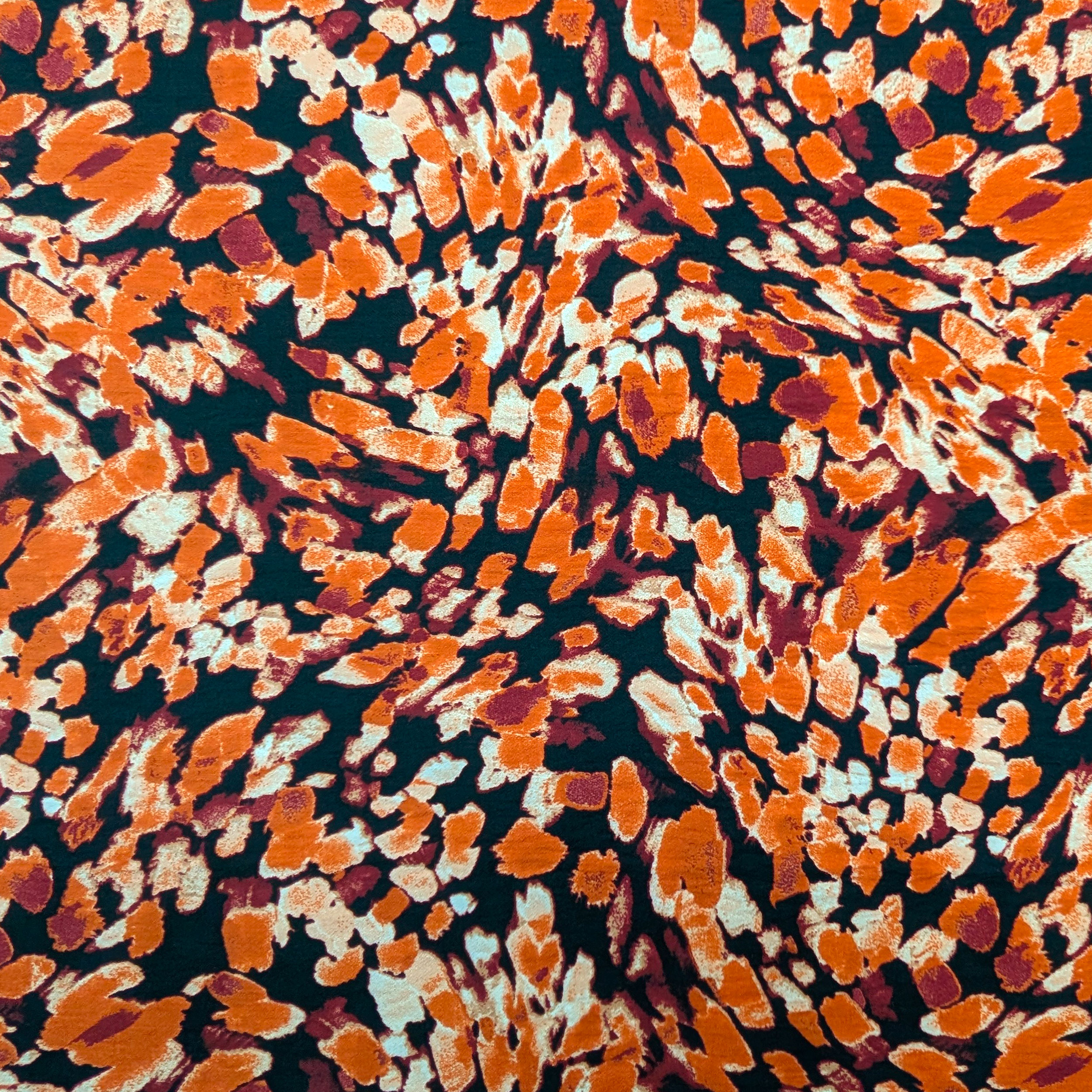 Viscosa Mano Crêpe Floreale Astratta Mattone Image
