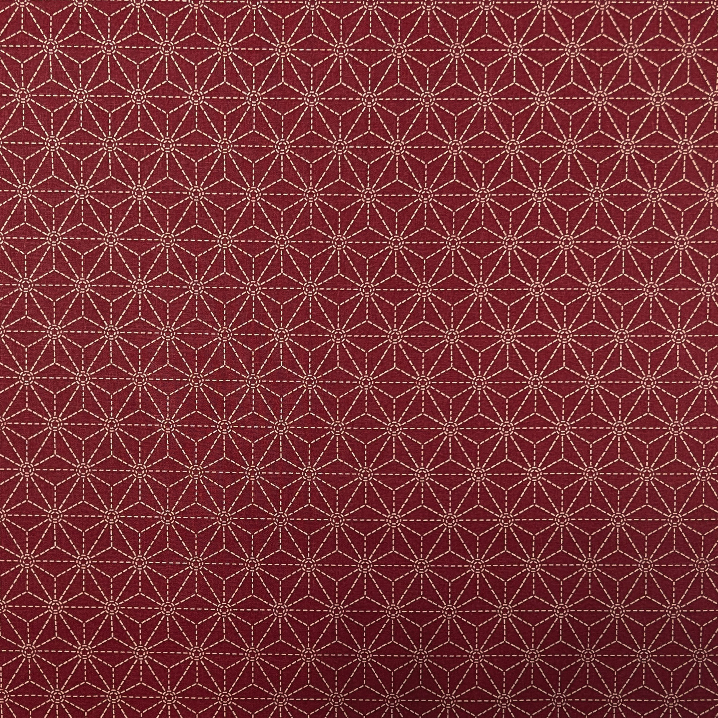 Popeline Cotone Bordeaux con Stelle Geometriche Image