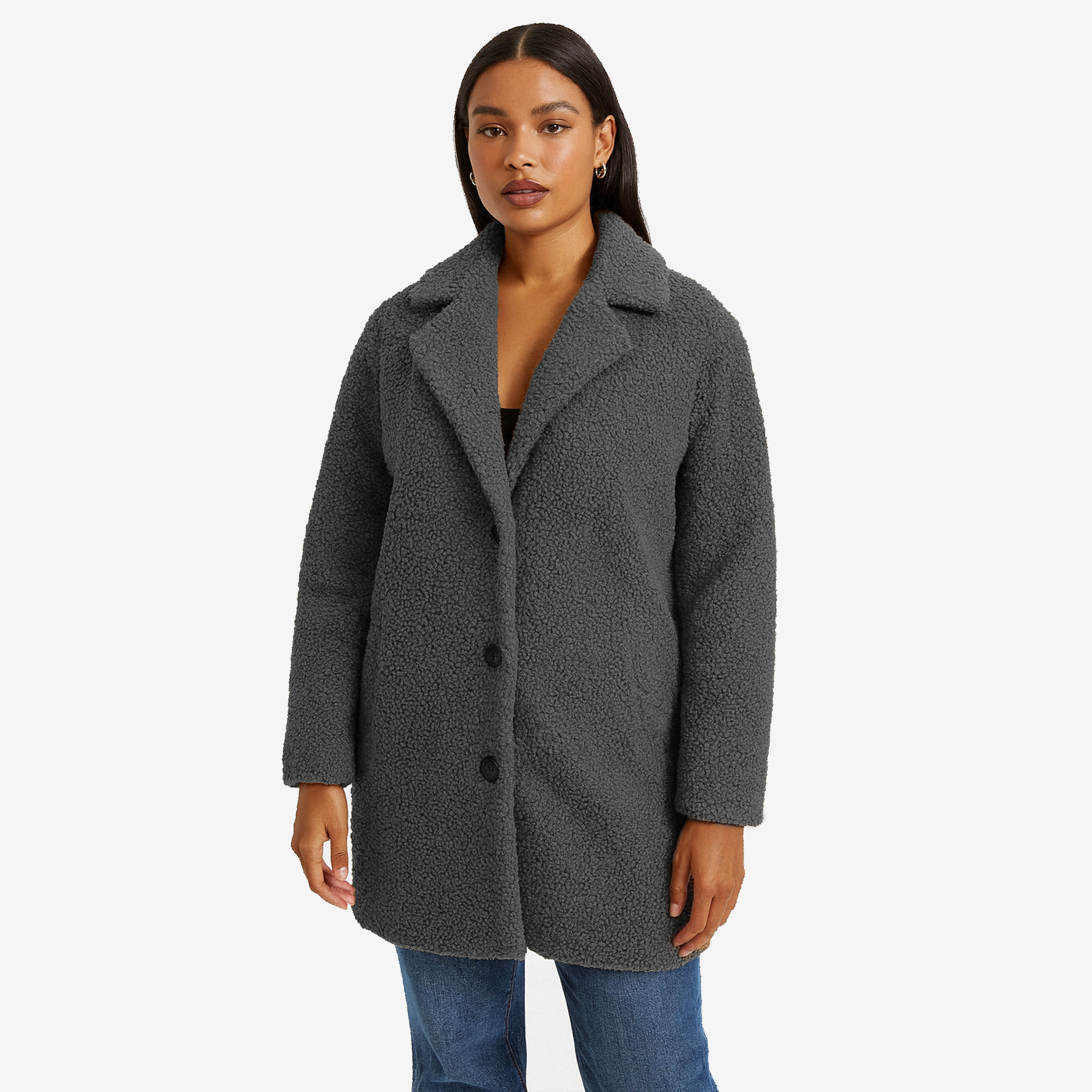Cappotto Bouclè Tinta Unita Grigio Image