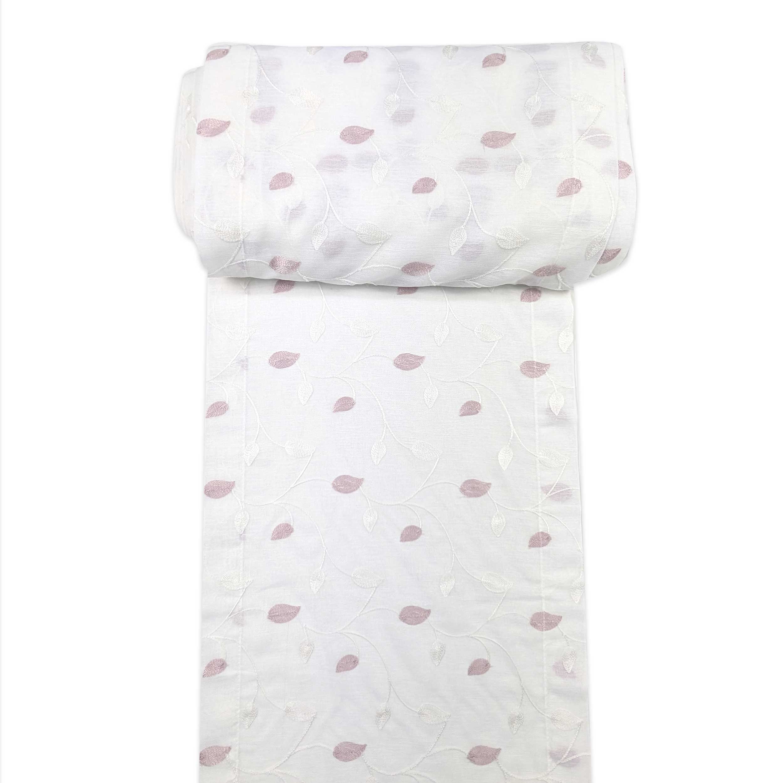 Tessuto Tendino Foglie Ricamate - Rosa Image