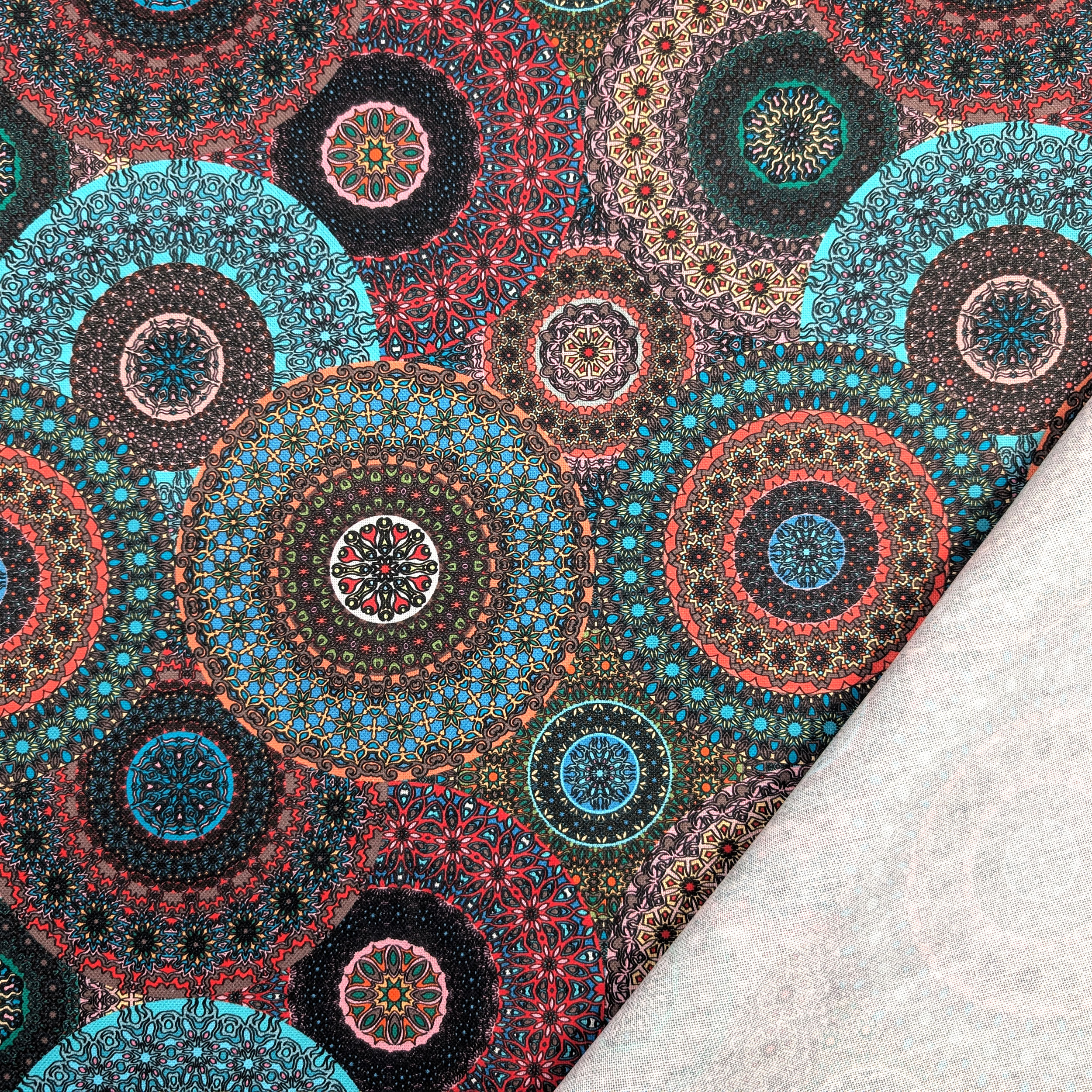 Tessuto Panama Mandala Colorati Image