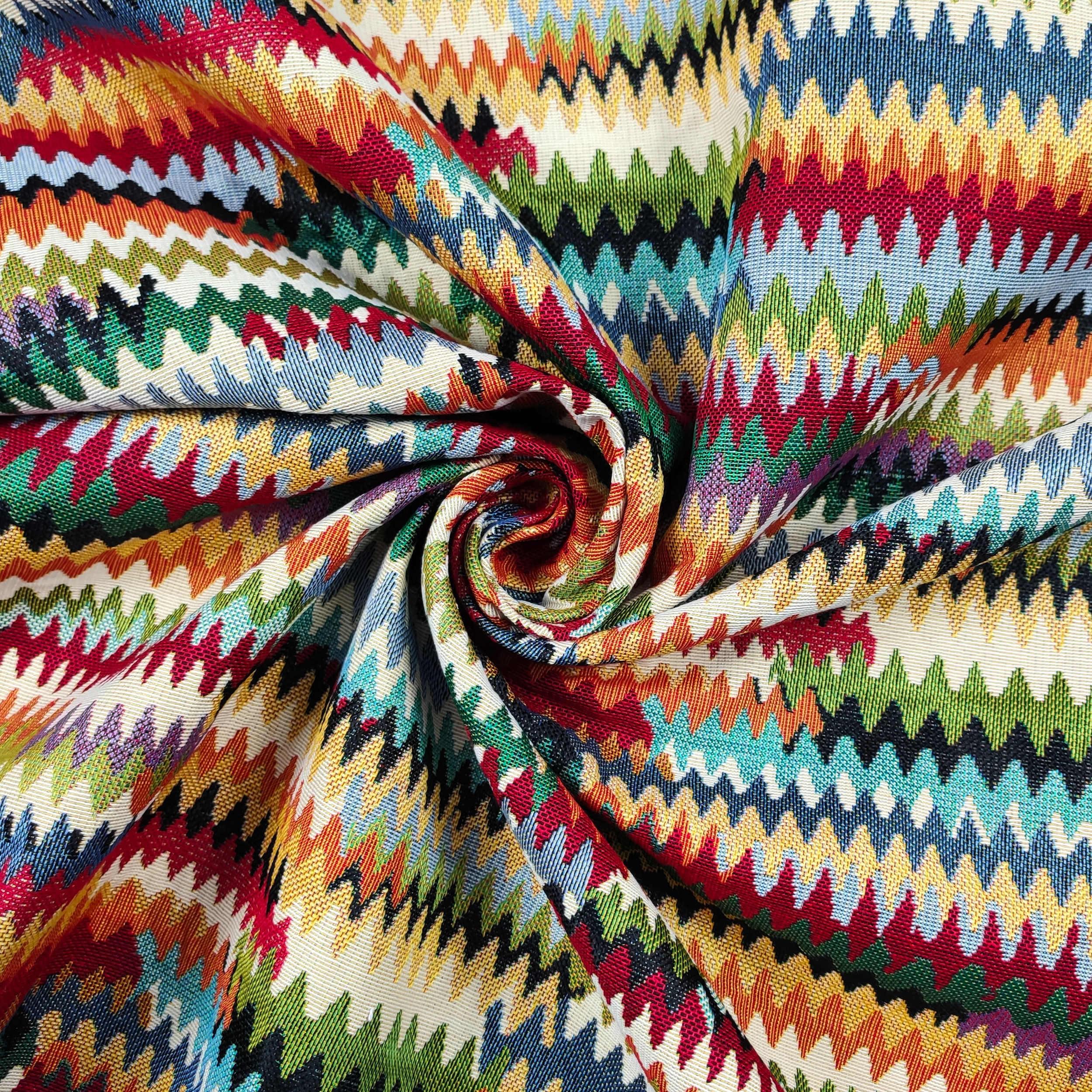Tessuto Gobelin Fantasia Zig Zag Colorata
