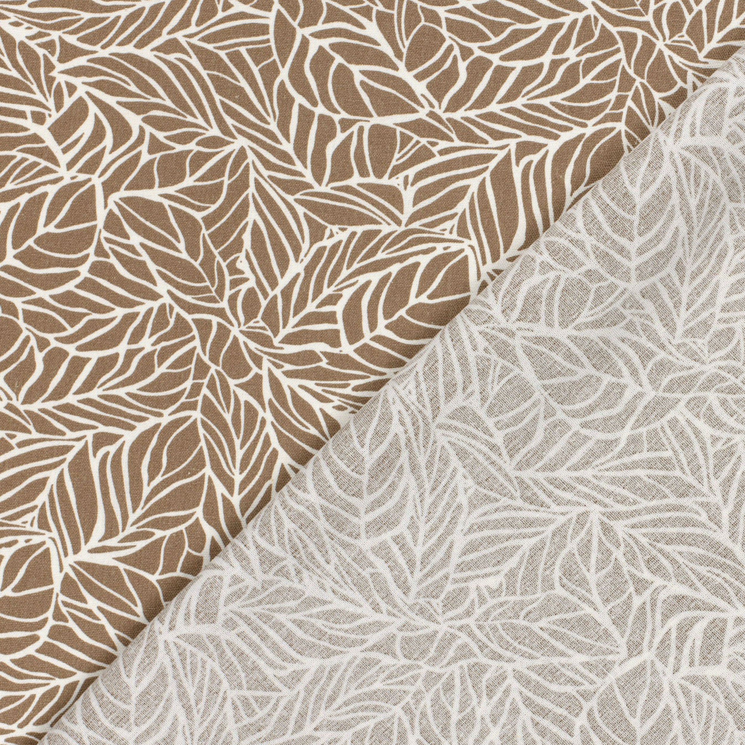 Misto Lino Foglie Sfondo Beige