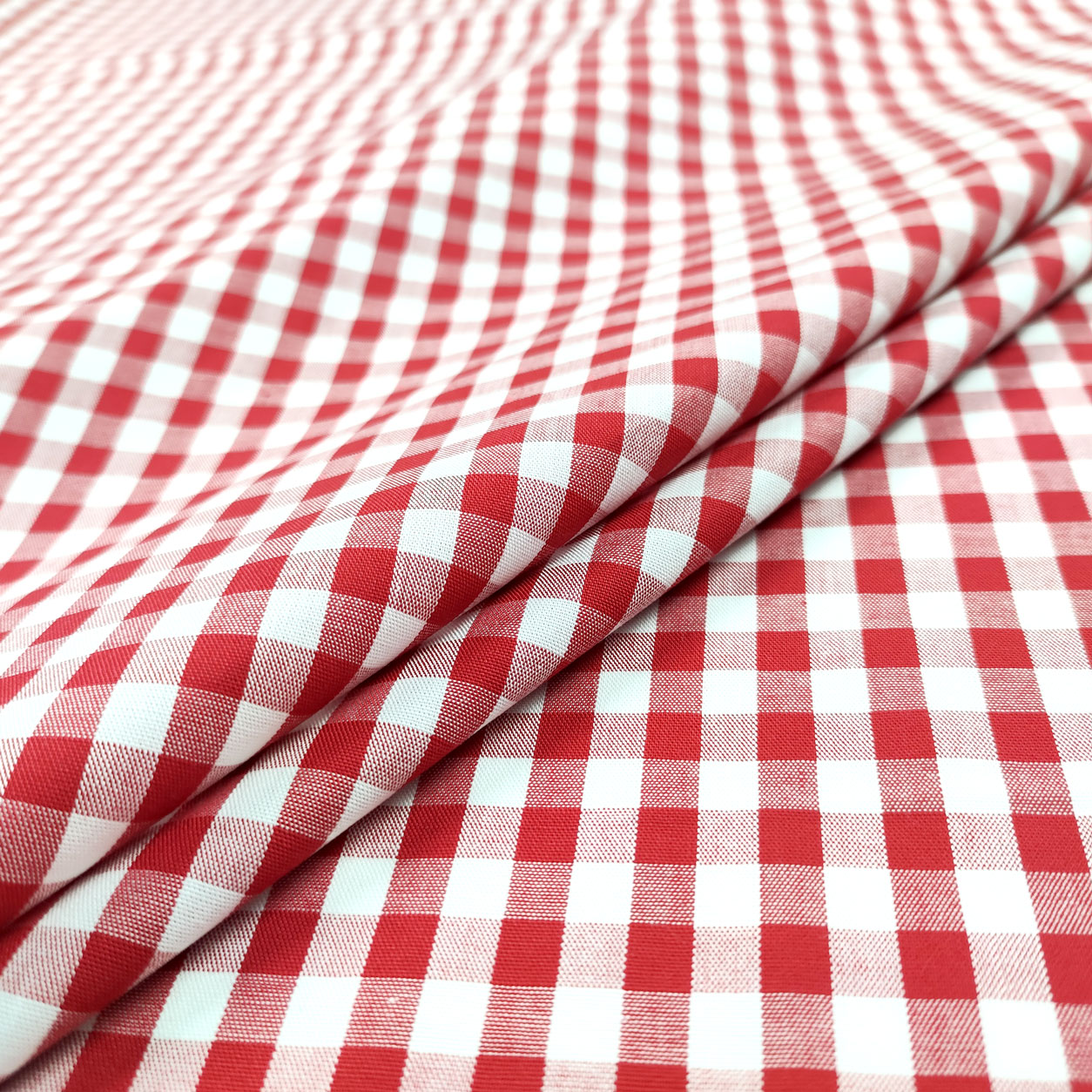 Cotone quadretto grande tinto in filo rosso