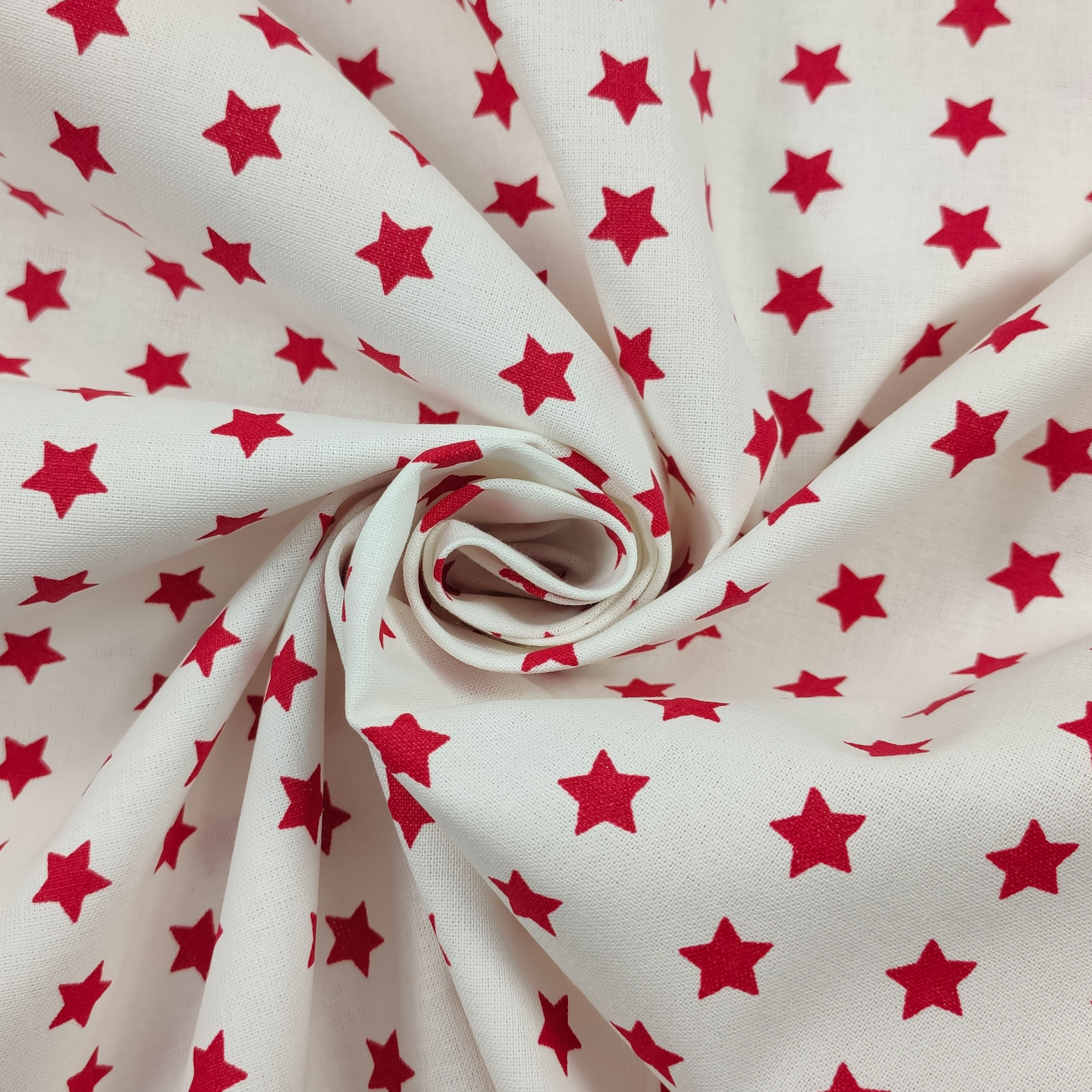 cotone a stelle rosse sfondo bianco