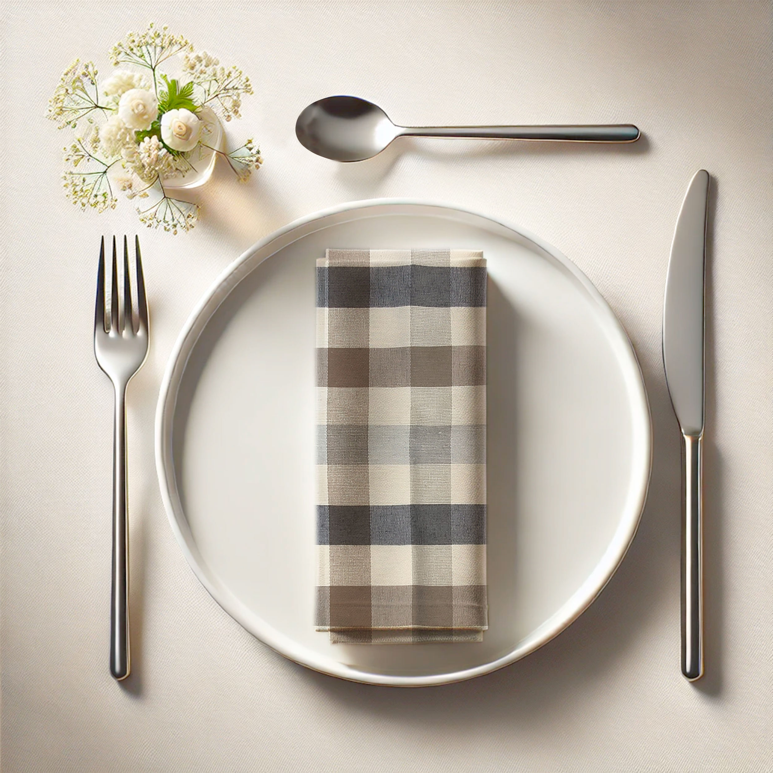 Tovagliolo Tinto in Filo Quadretti Multicolor Beige Image