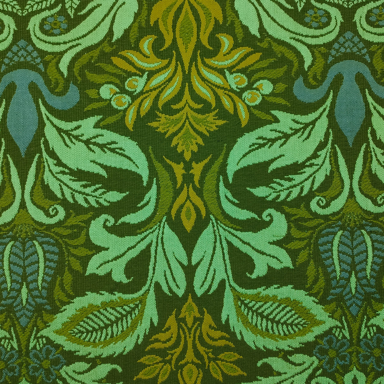 jacquard-tessuto-arredo-pesante-rose-foglie-blu-e-verde