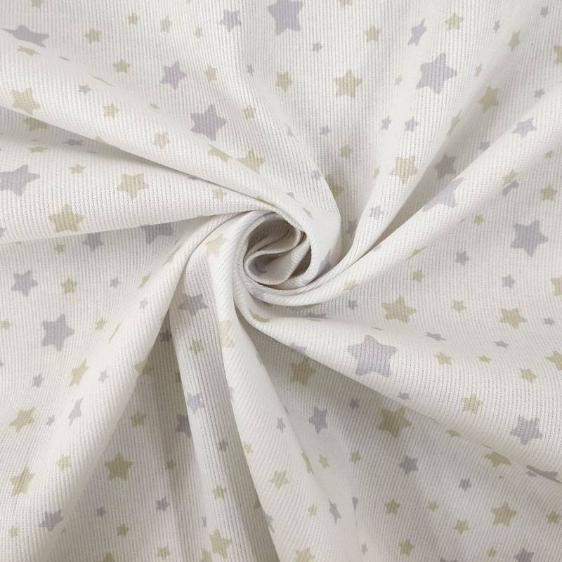 Tessuto Piquet di Cotone Fantasia Stelline Beige Image