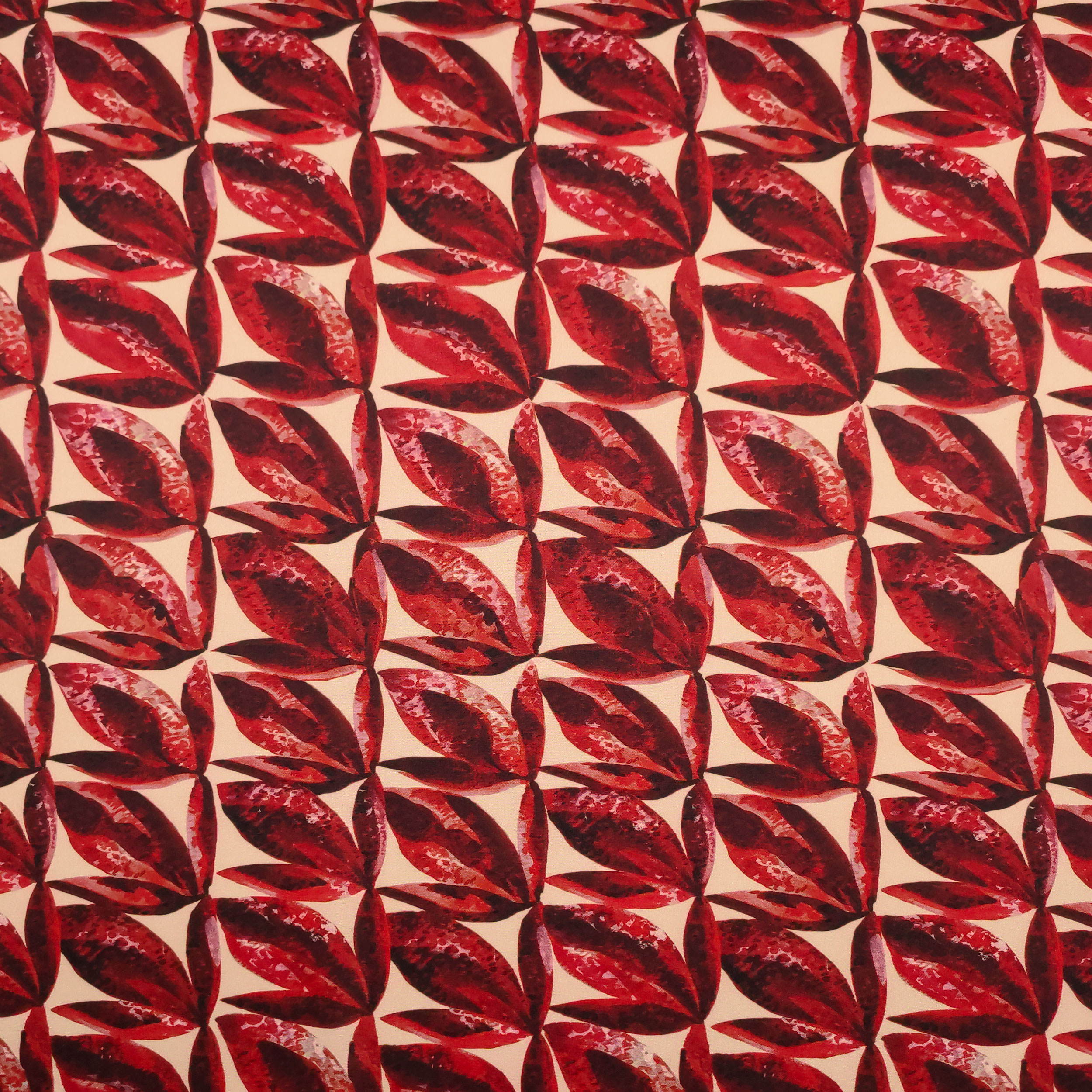 Raso Setato Alta Moda Foliage Rosso
