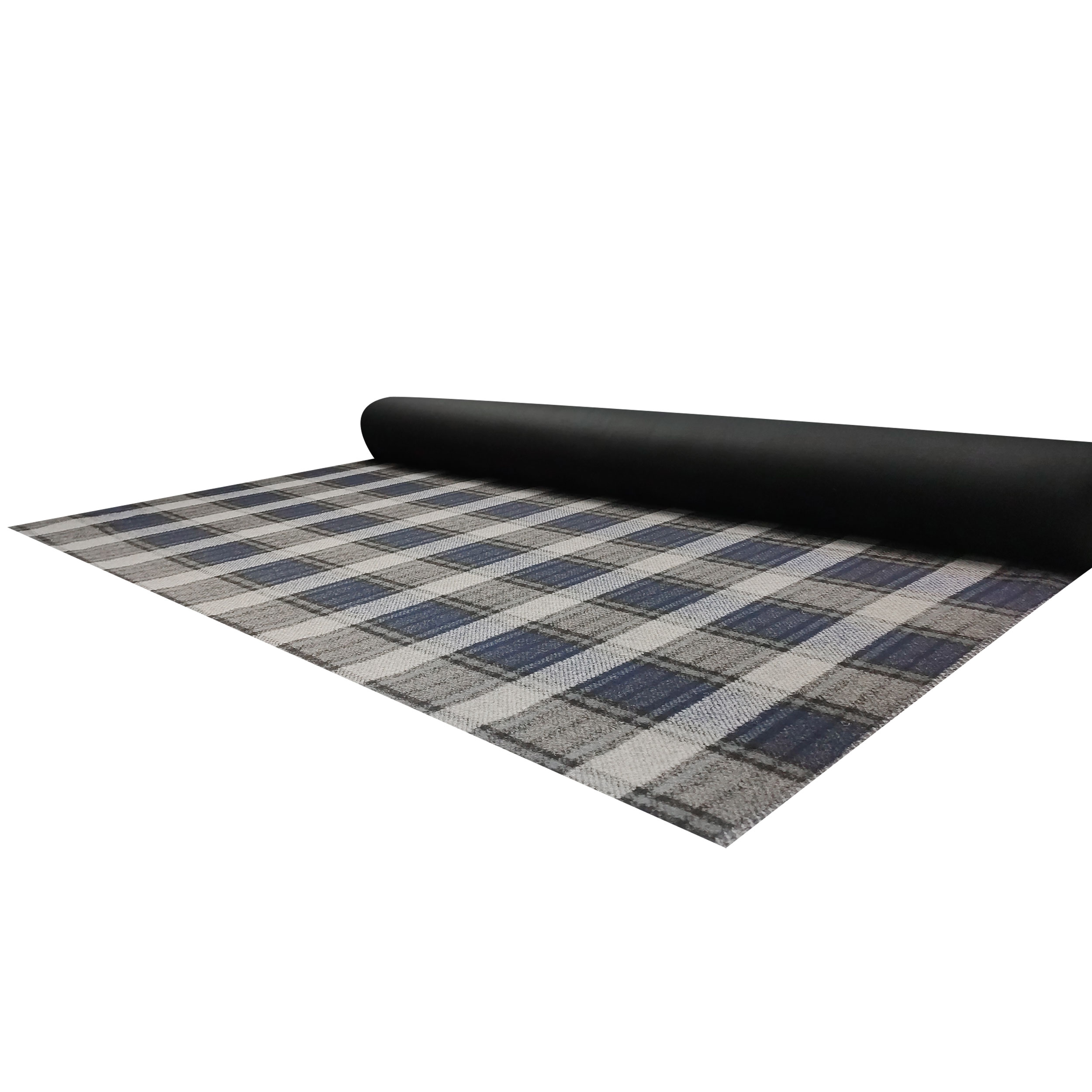 Neoprene Double Lana Tartan Blu e Grigio e Tinta Unita Nero