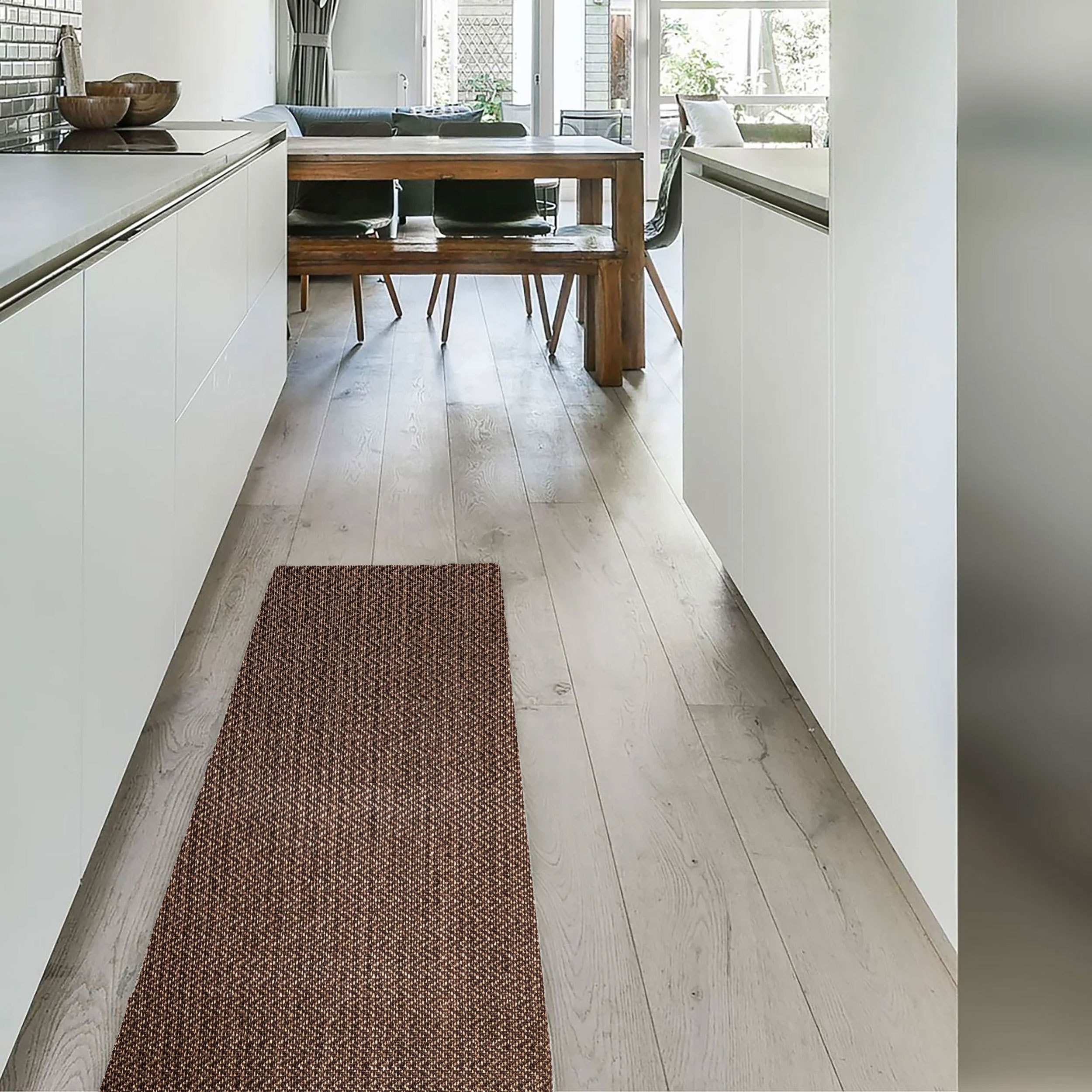 Passatoia da Cucina Marrone Zig Zag Scuro Image