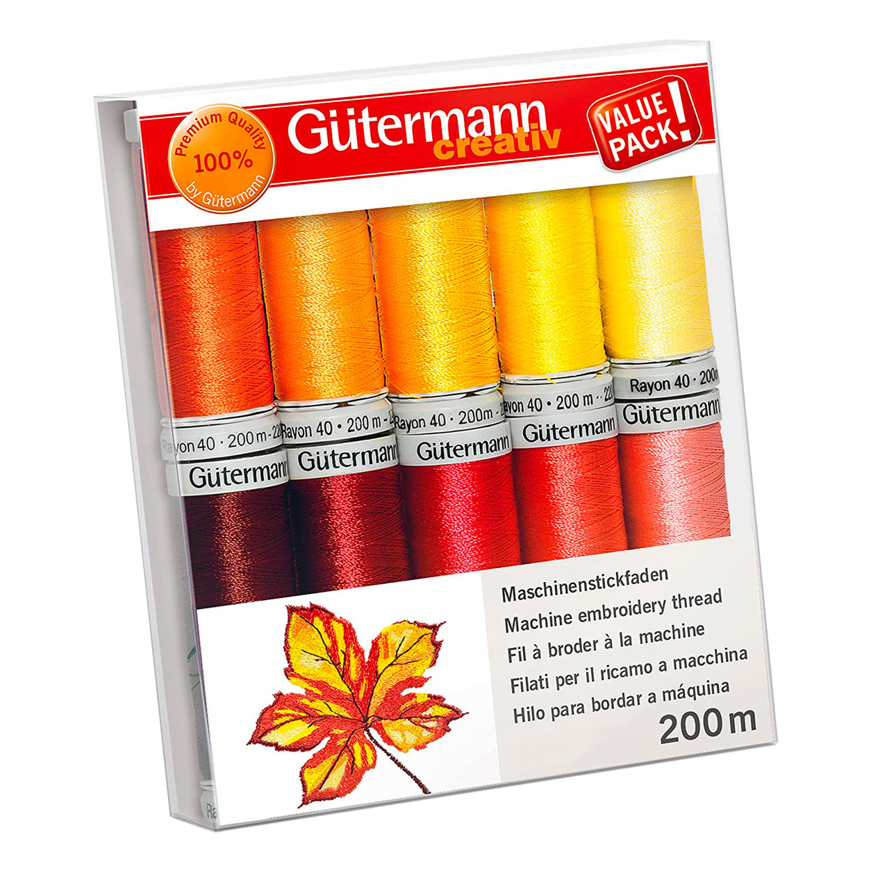 Gutermann Filo per Ricamo a Macchina Rayon 10 Bobine Toni Caldi 